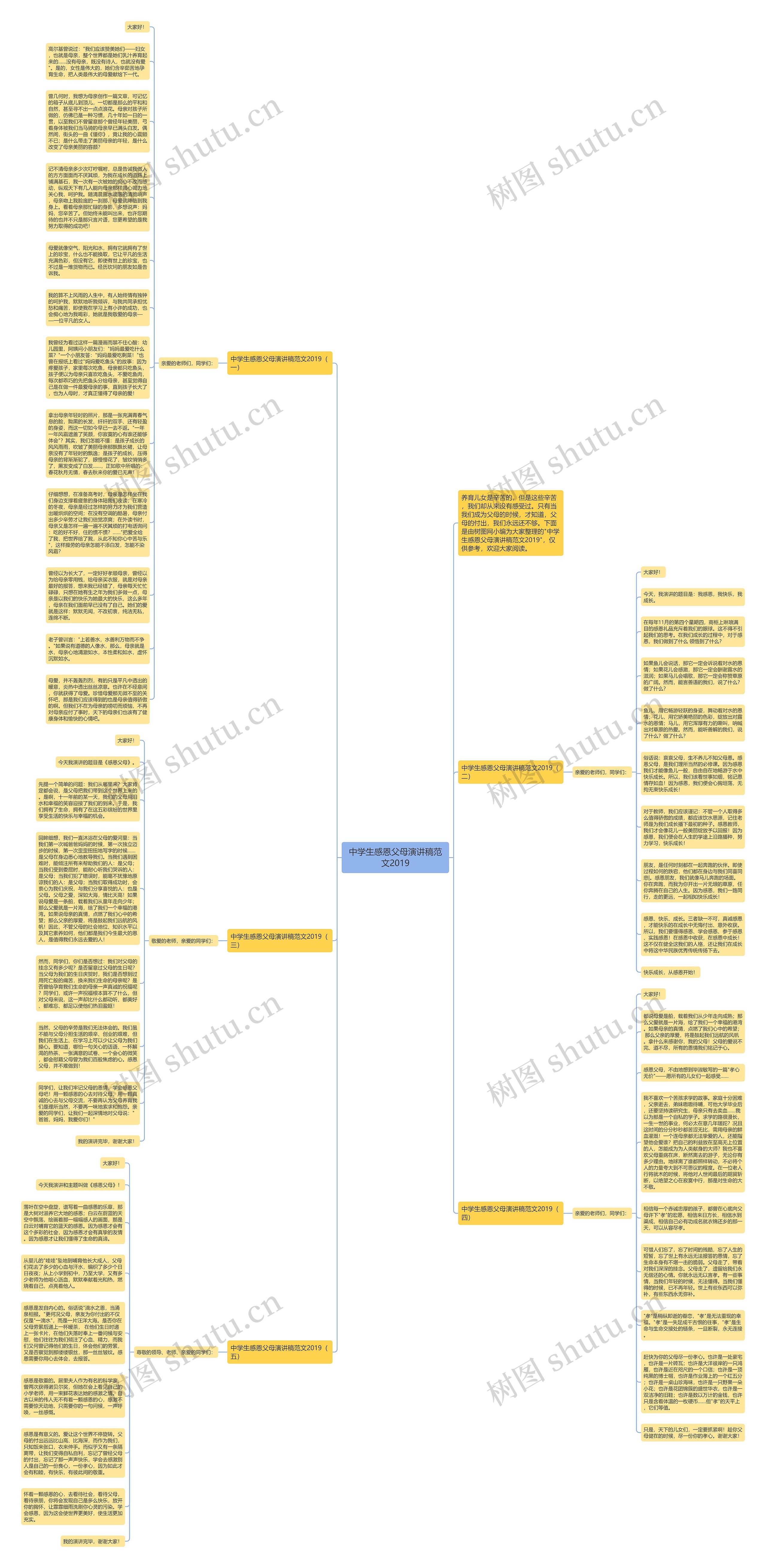 中学生感恩父母演讲稿范文2019思维导图