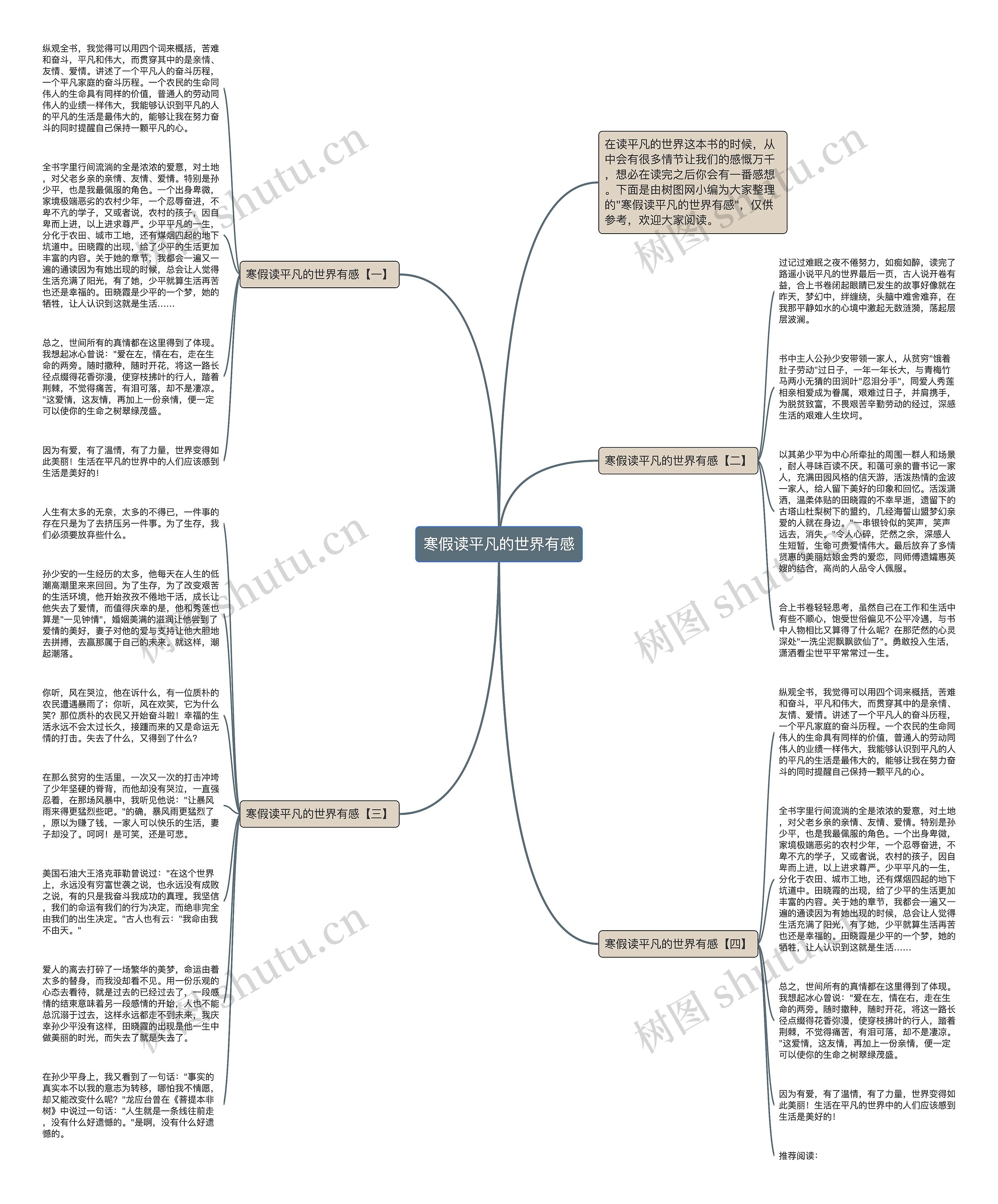 寒假读平凡的世界有感思维导图