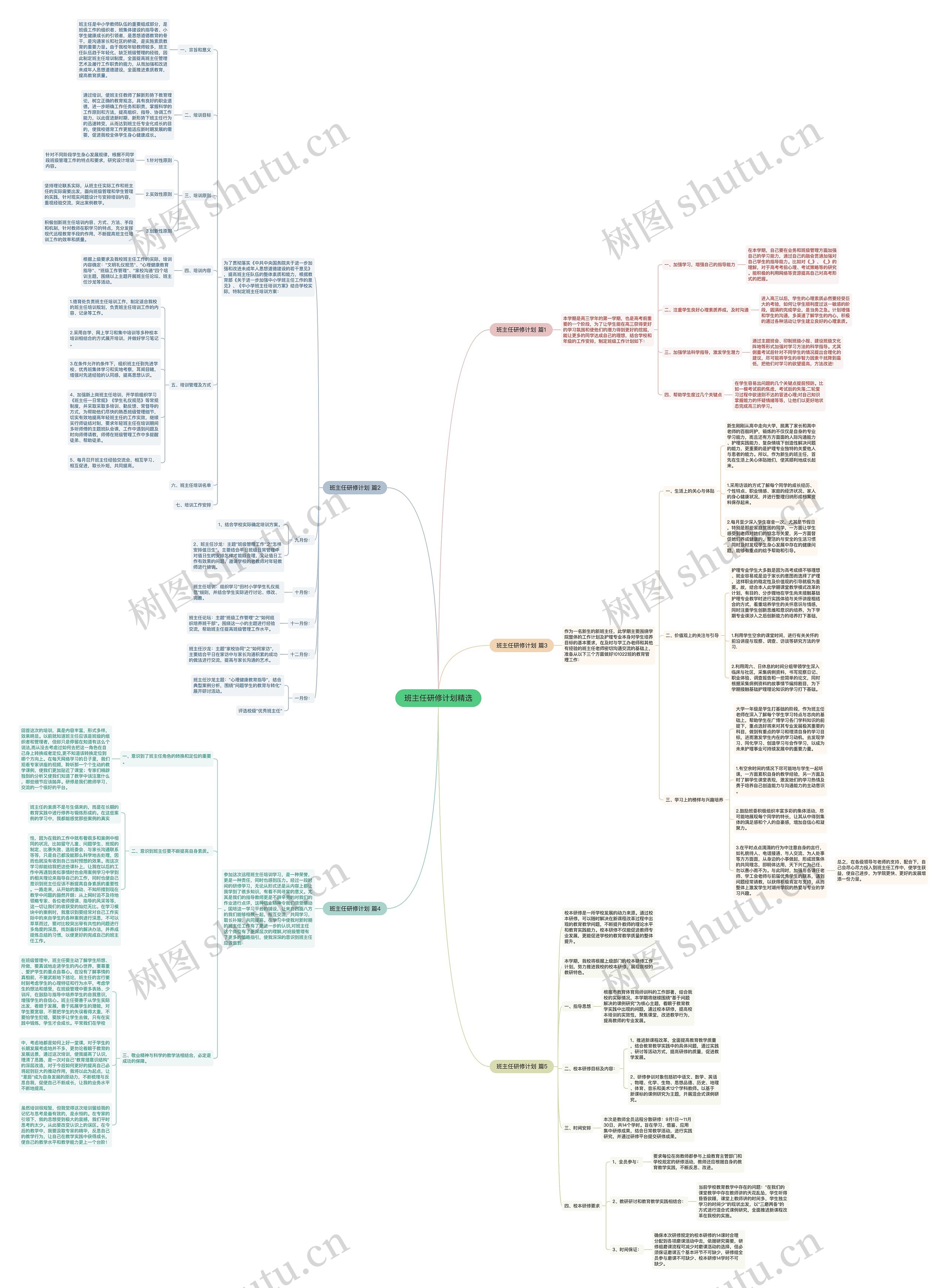 班主任研修计划精选思维导图