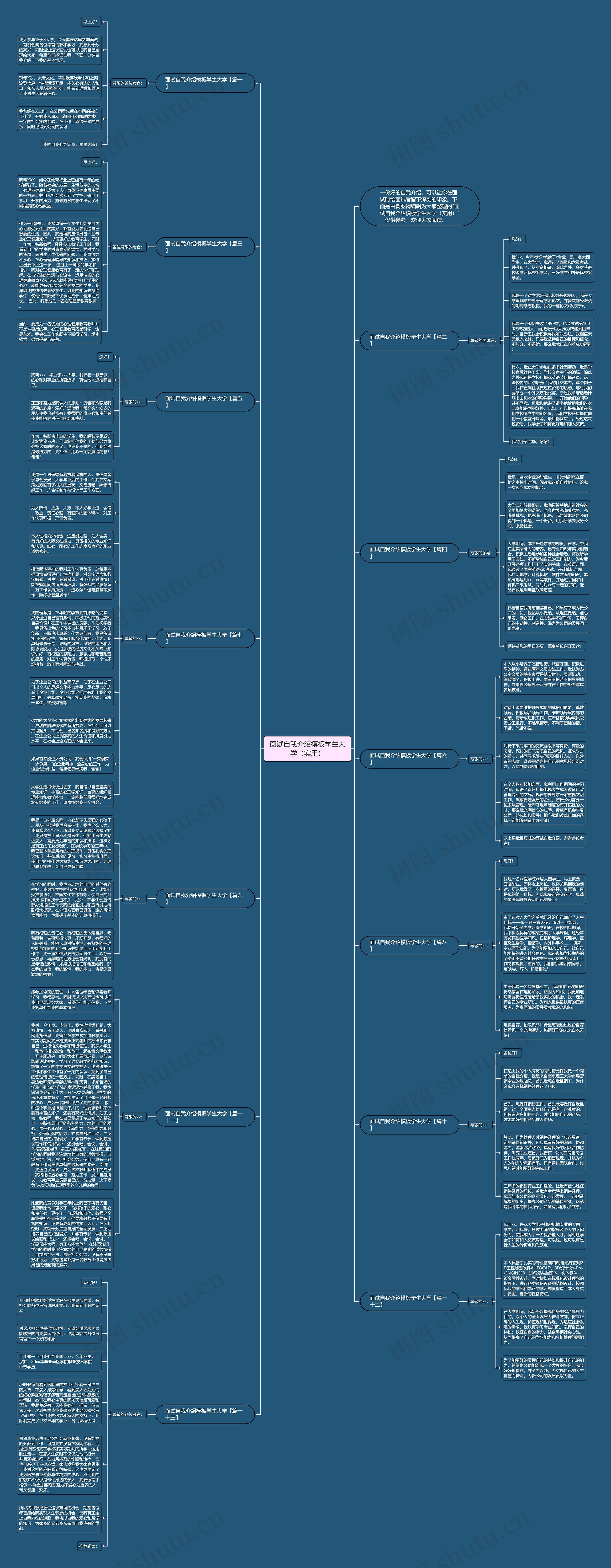 面试自我介绍学生大学（实用）思维导图