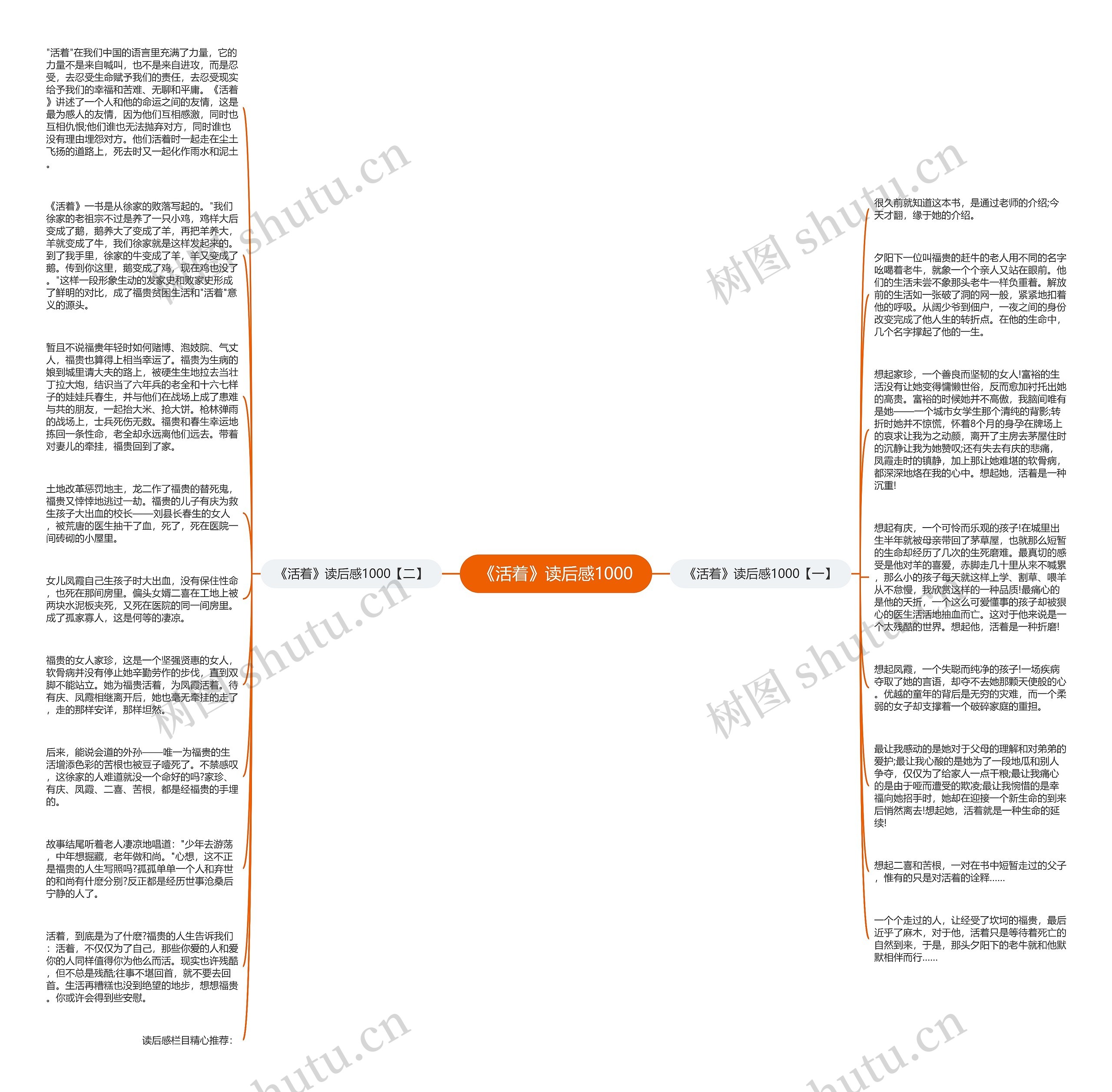 《活着》读后感1000思维导图