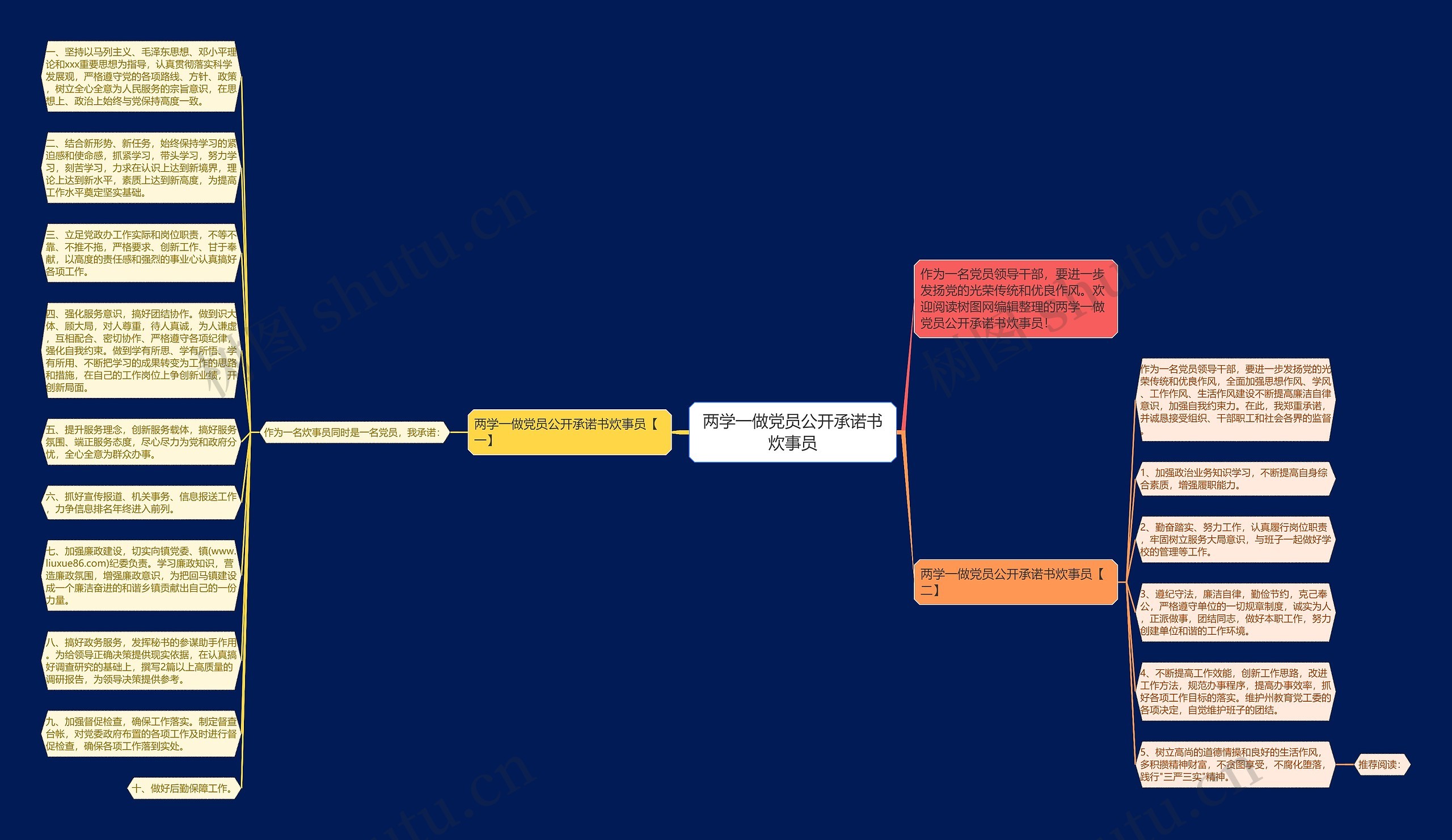 两学一做党员公开承诺书炊事员