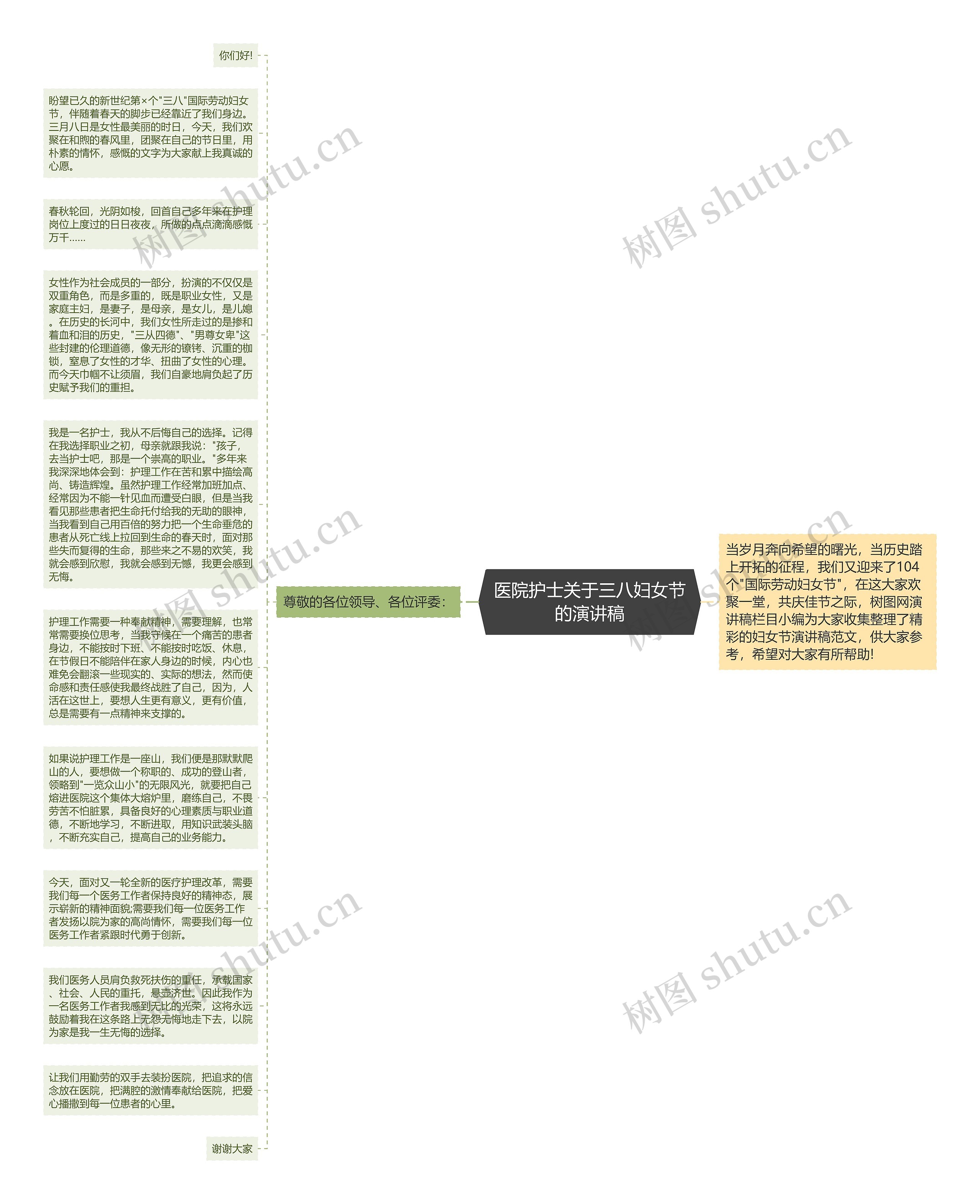 医院护士关于三八妇女节的演讲稿思维导图