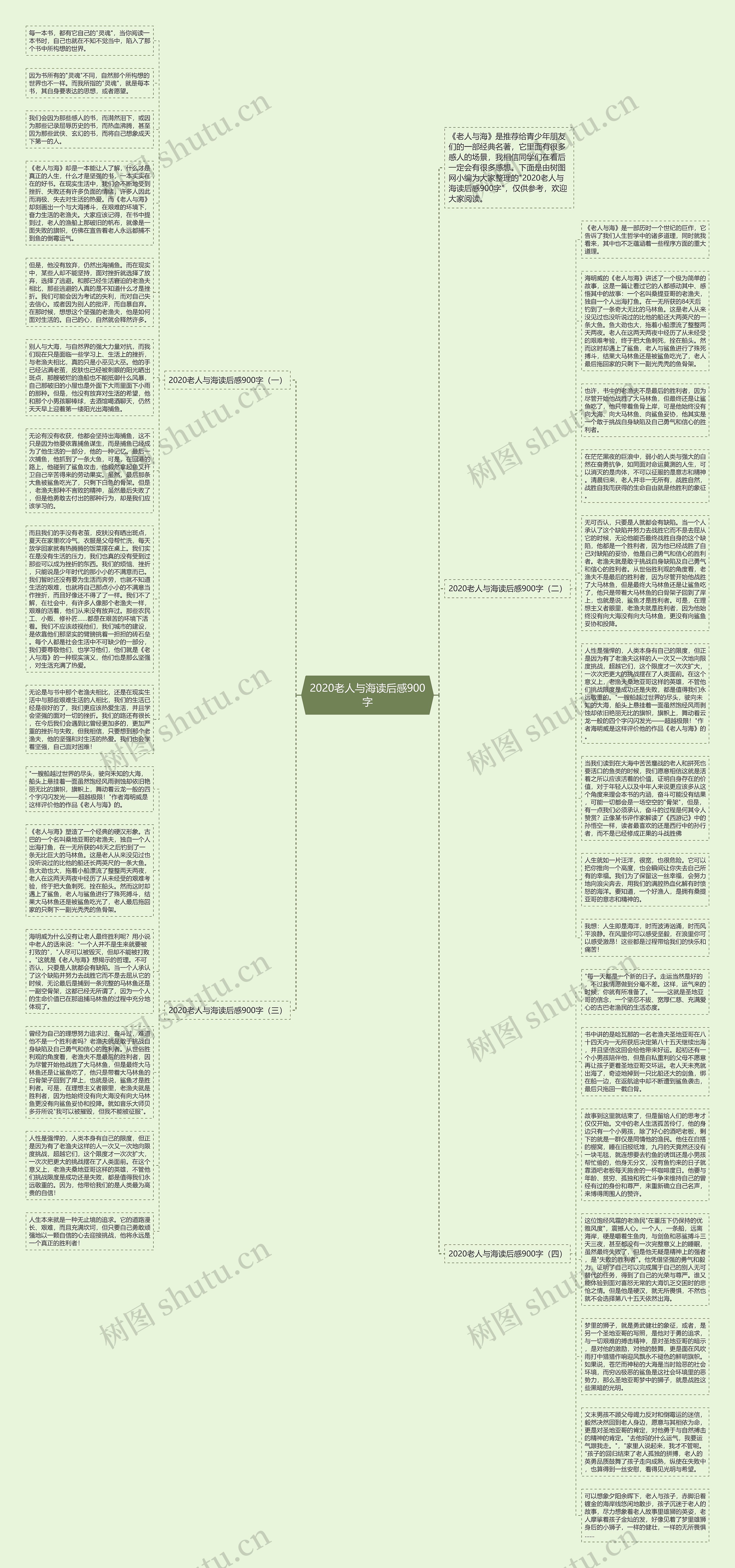 2020老人与海读后感900字思维导图