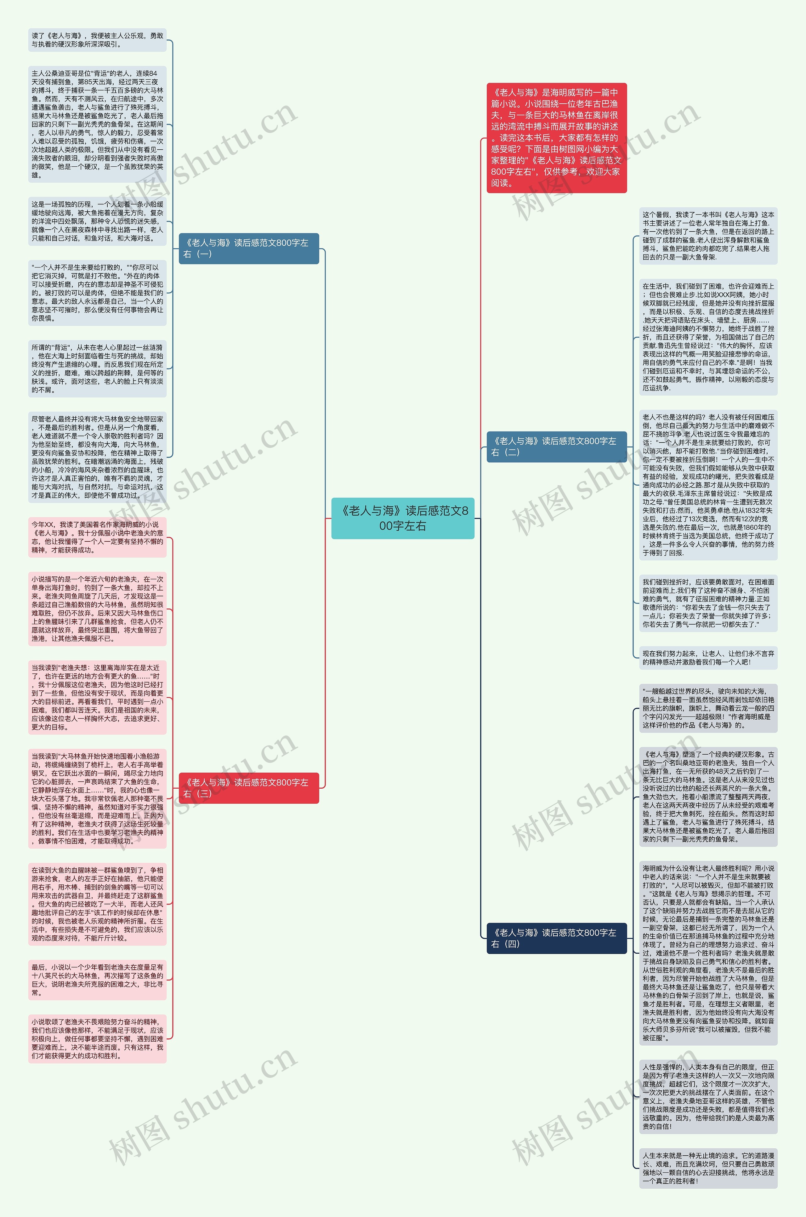 《老人与海》读后感范文800字左右思维导图