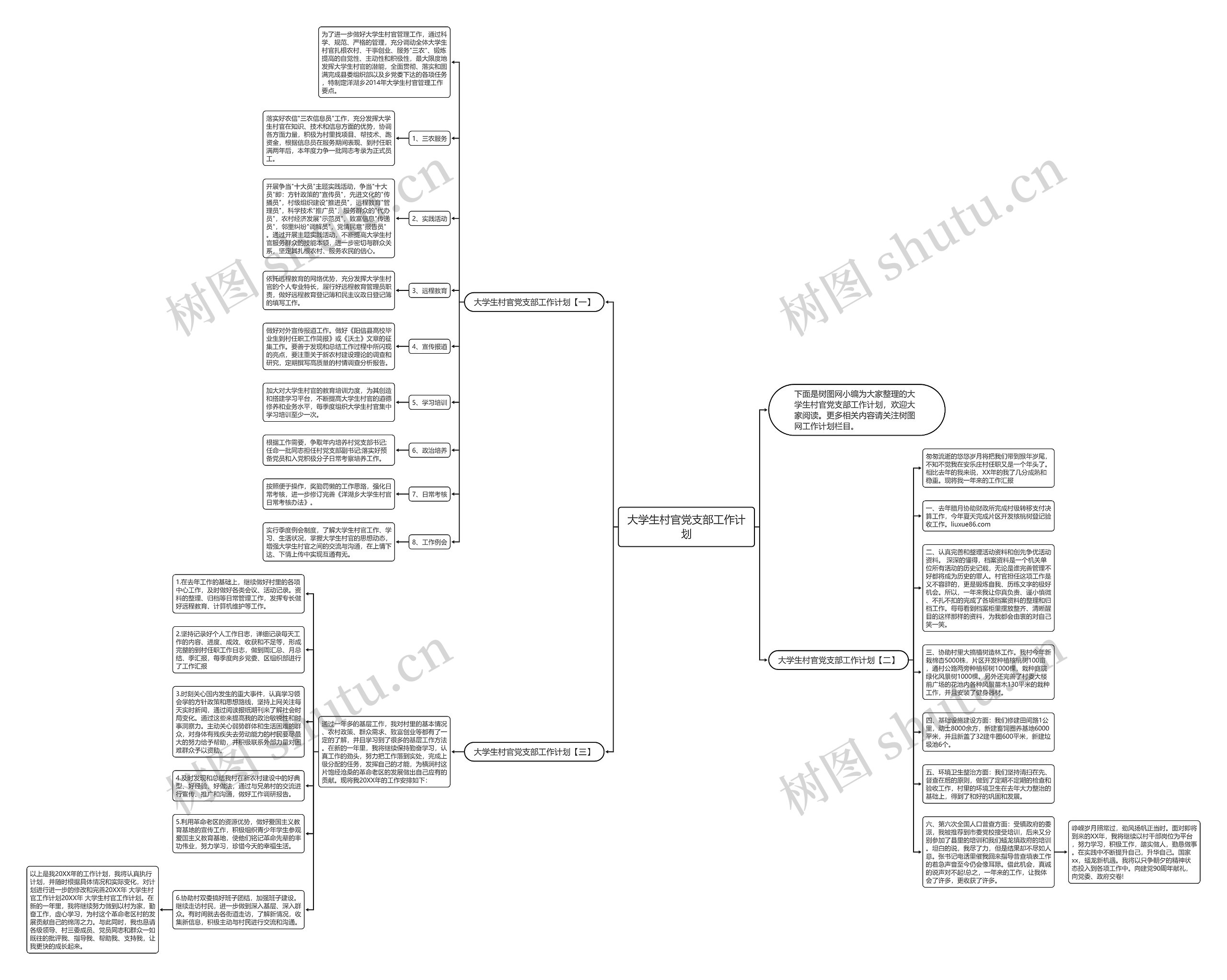 大学生村官党支部工作计划思维导图