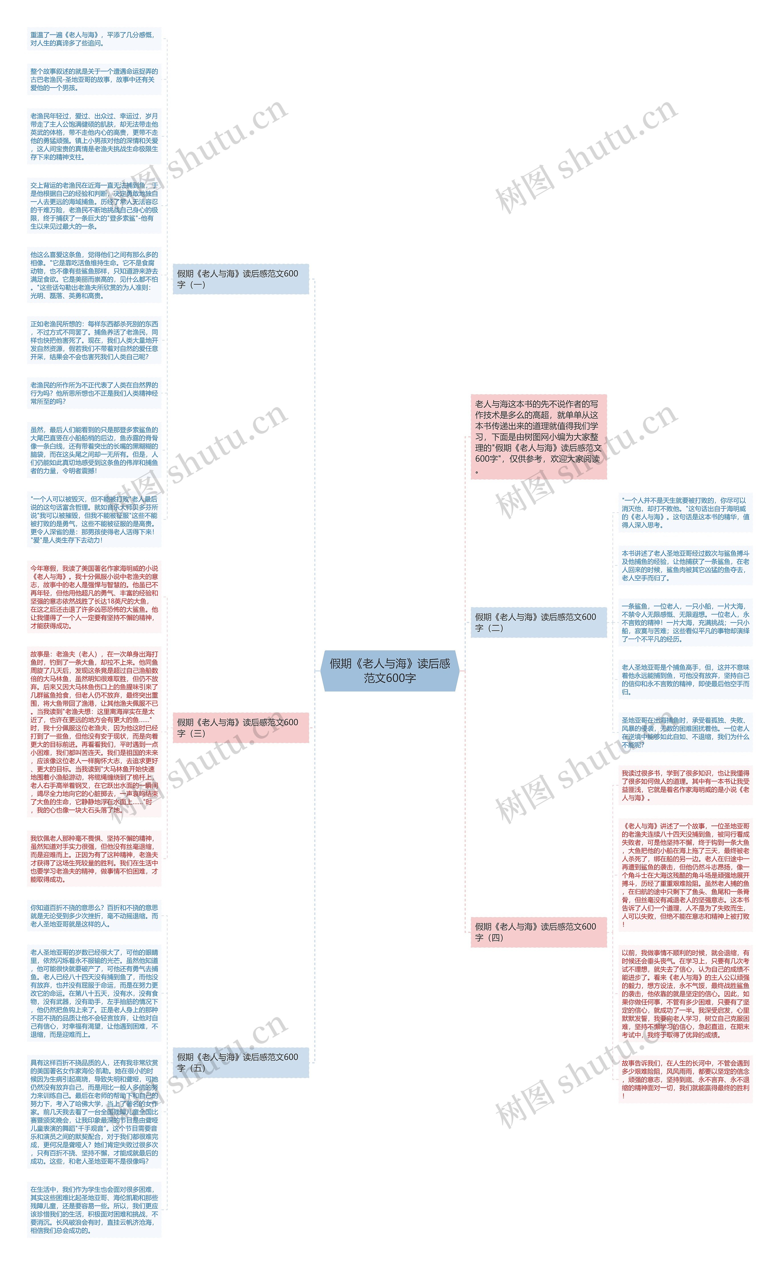 假期《老人与海》读后感范文600字思维导图