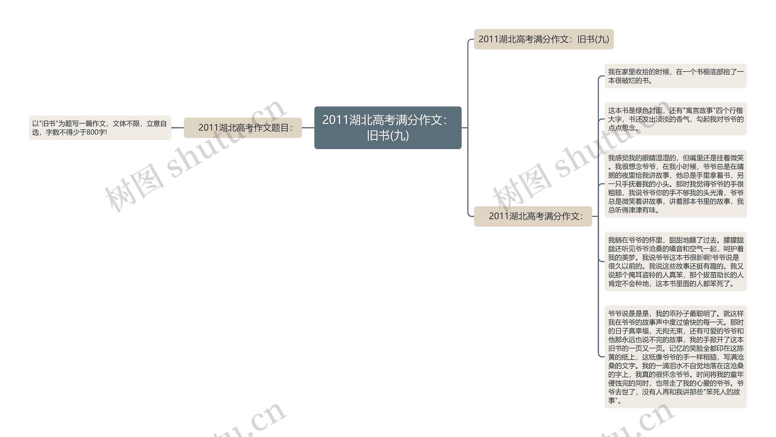 2011湖北高考满分作文：旧书(九)思维导图