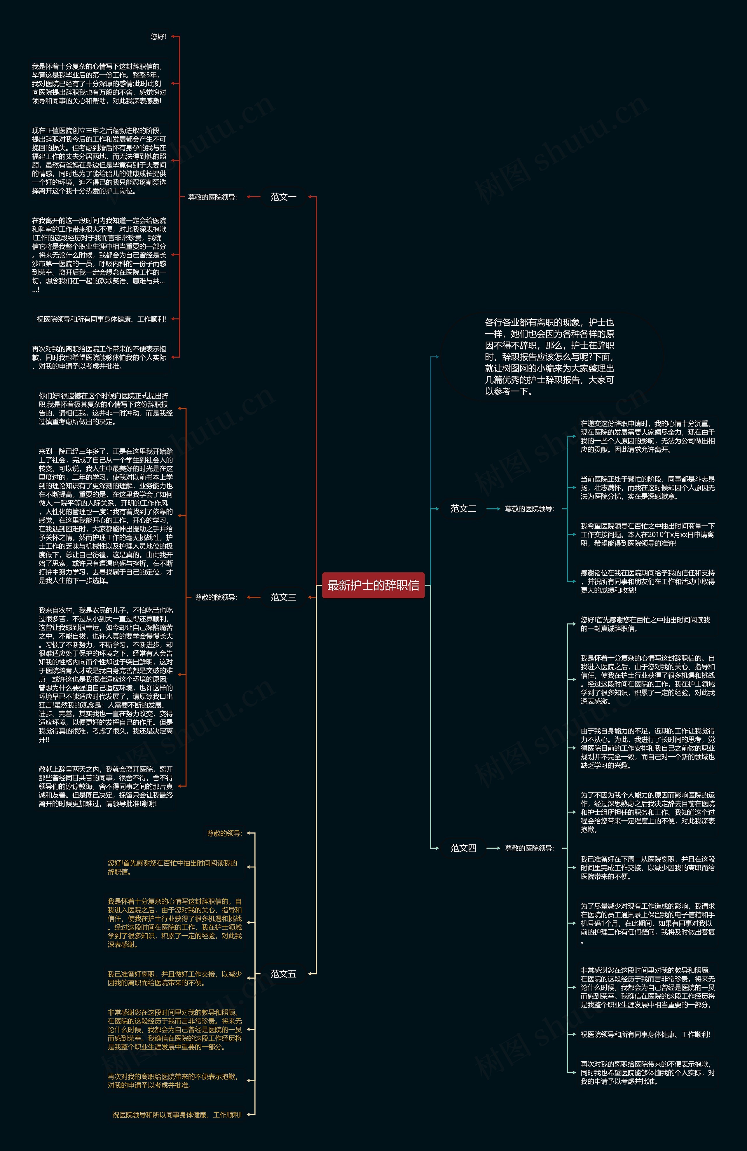 最新护士的辞职信思维导图
