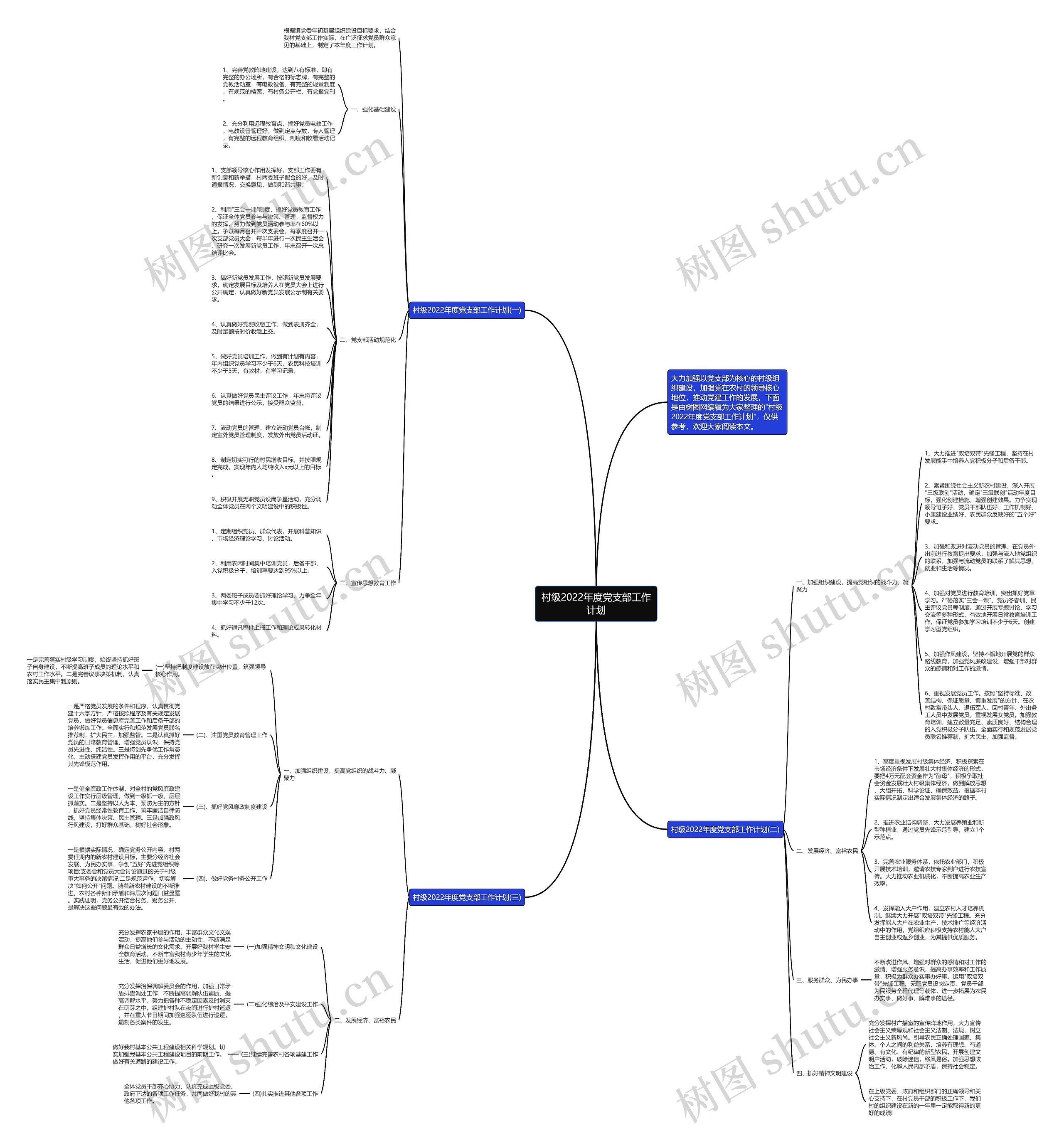 村级2022年度党支部工作计划思维导图