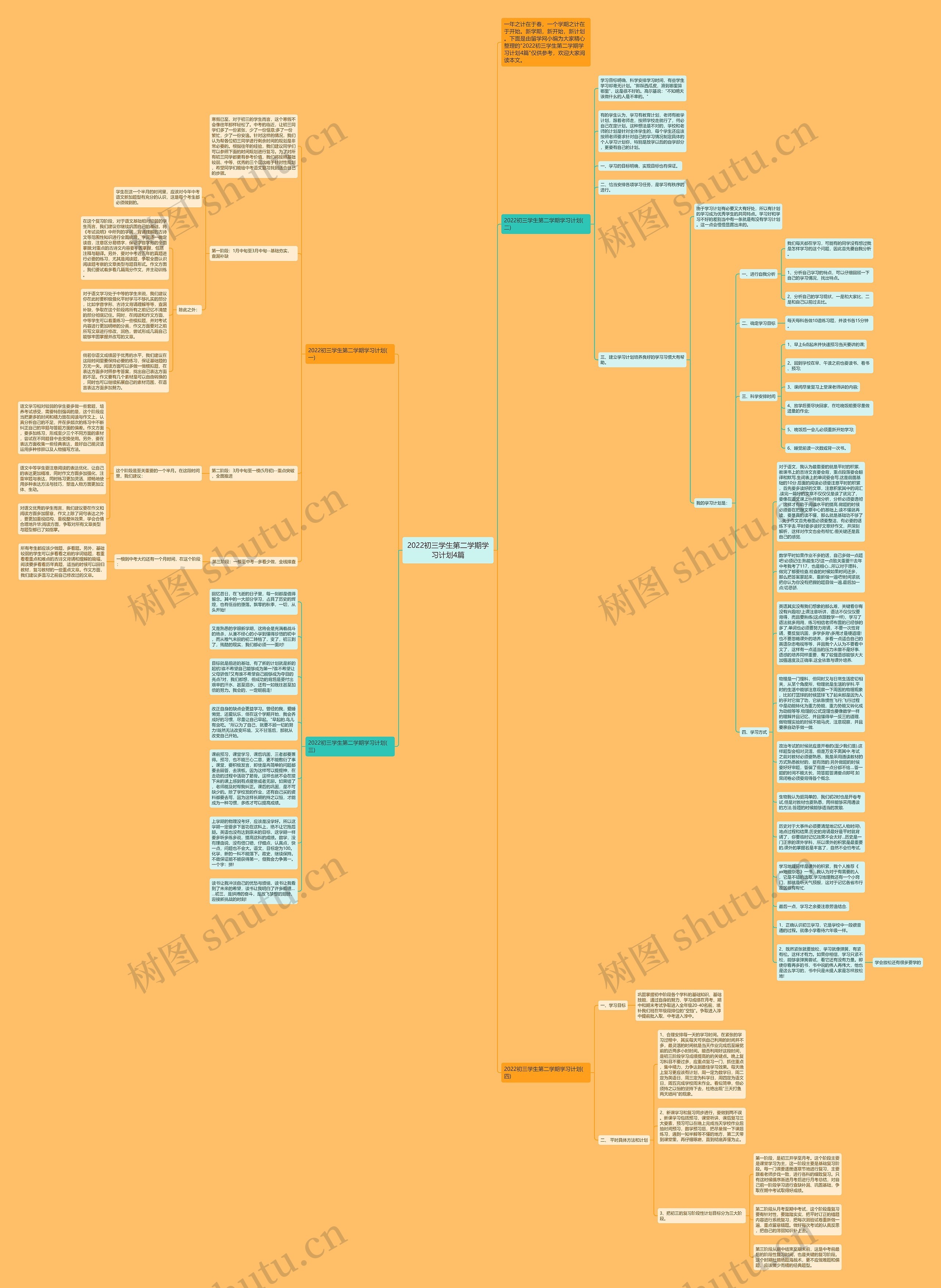 2022初三学生第二学期学习计划4篇思维导图