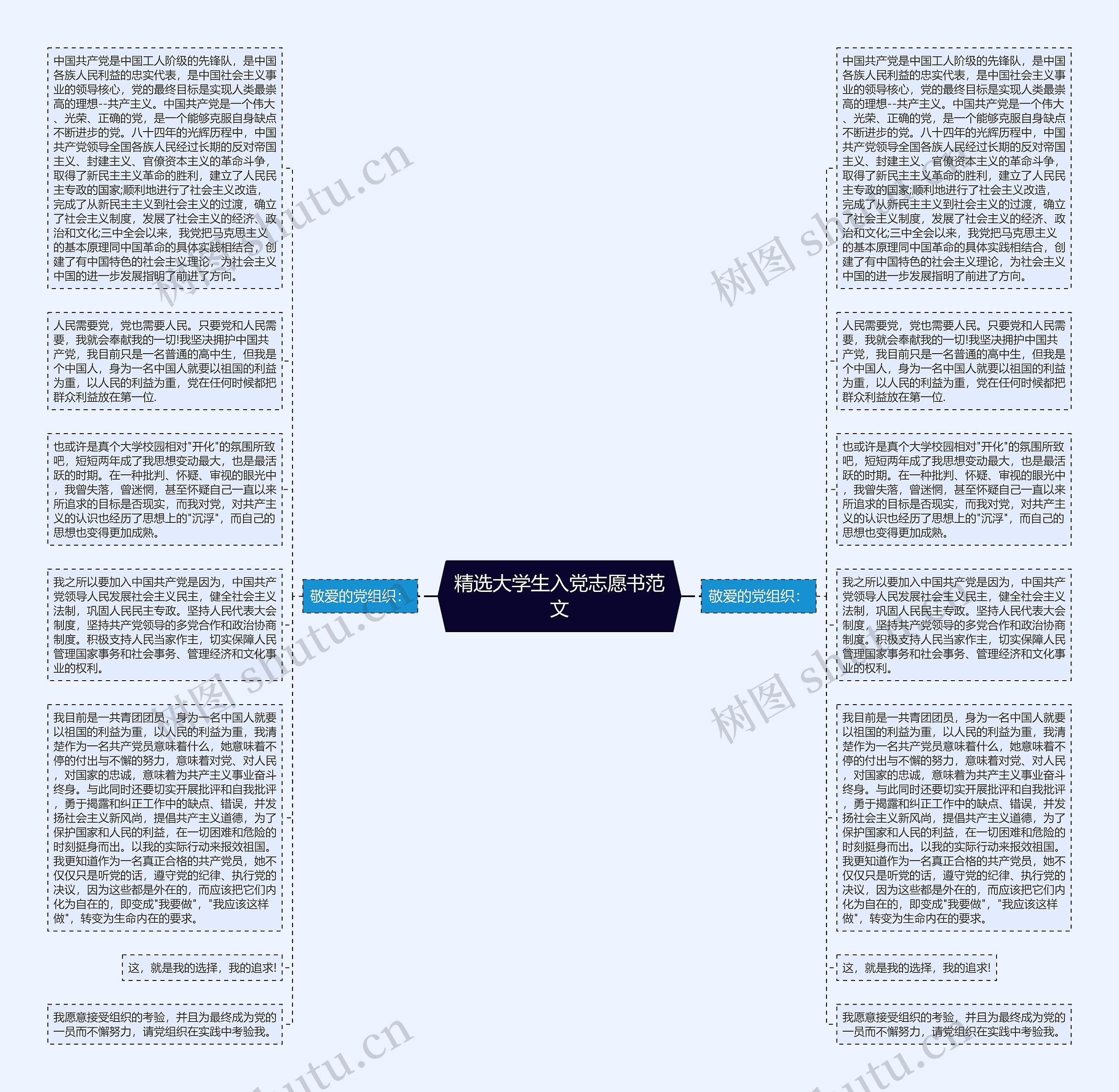 精选大学生入党志愿书范文思维导图