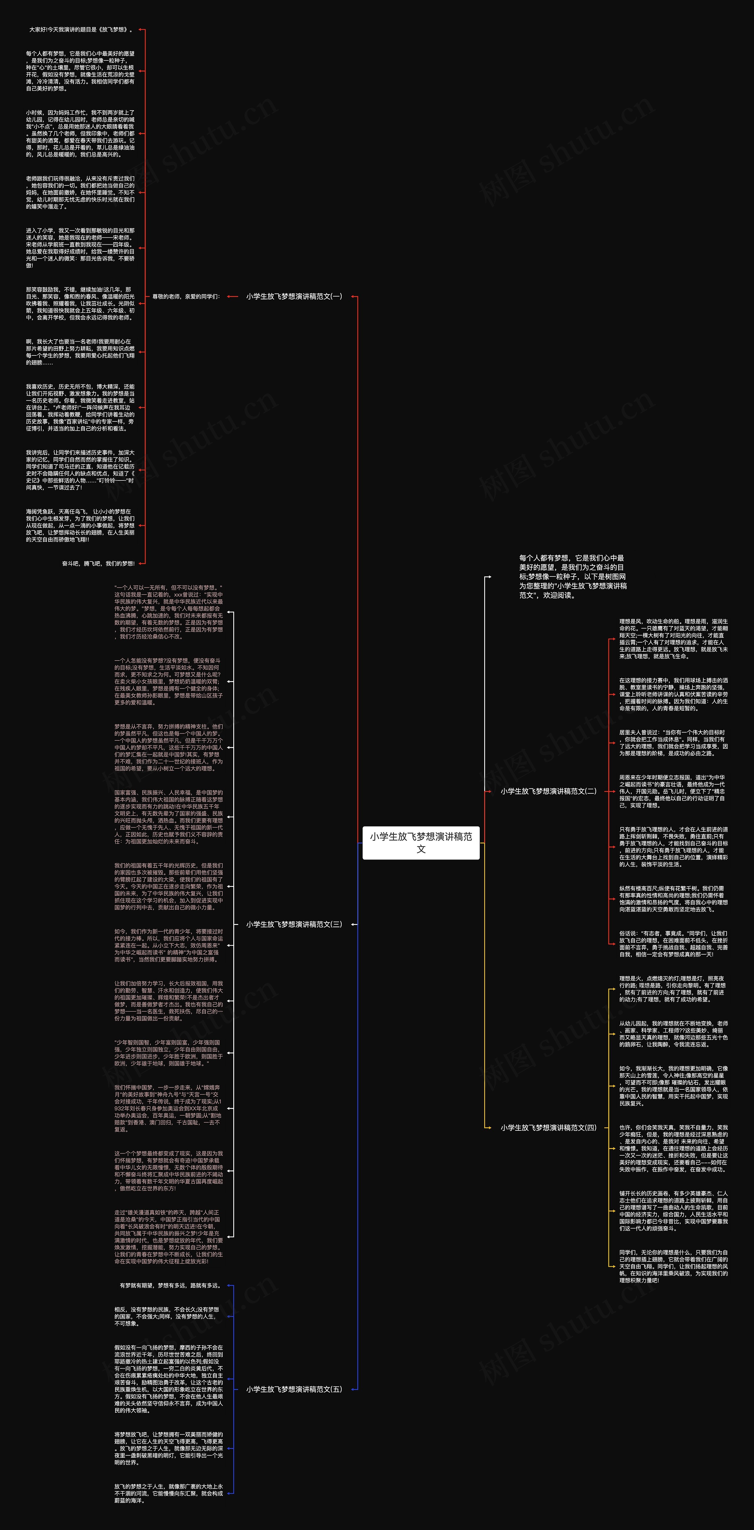 小学生放飞梦想演讲稿范文思维导图
