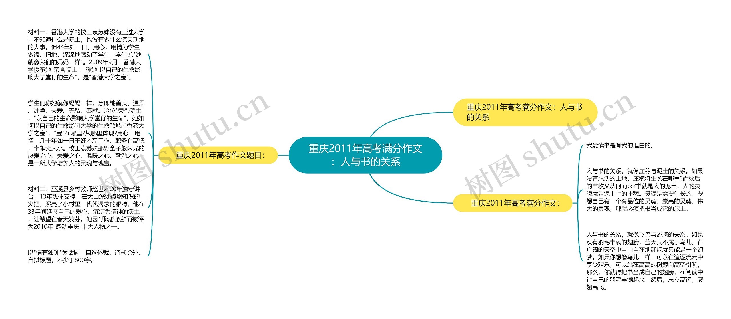 重庆2011年高考满分作文：人与书的关系思维导图