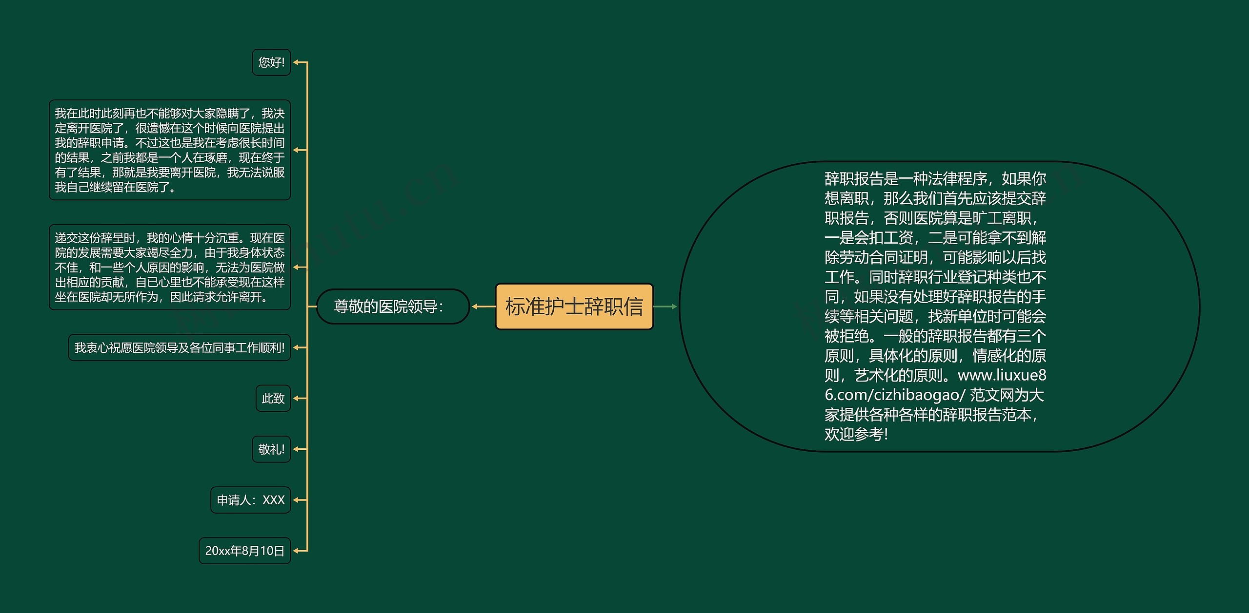 标准护士辞职信思维导图