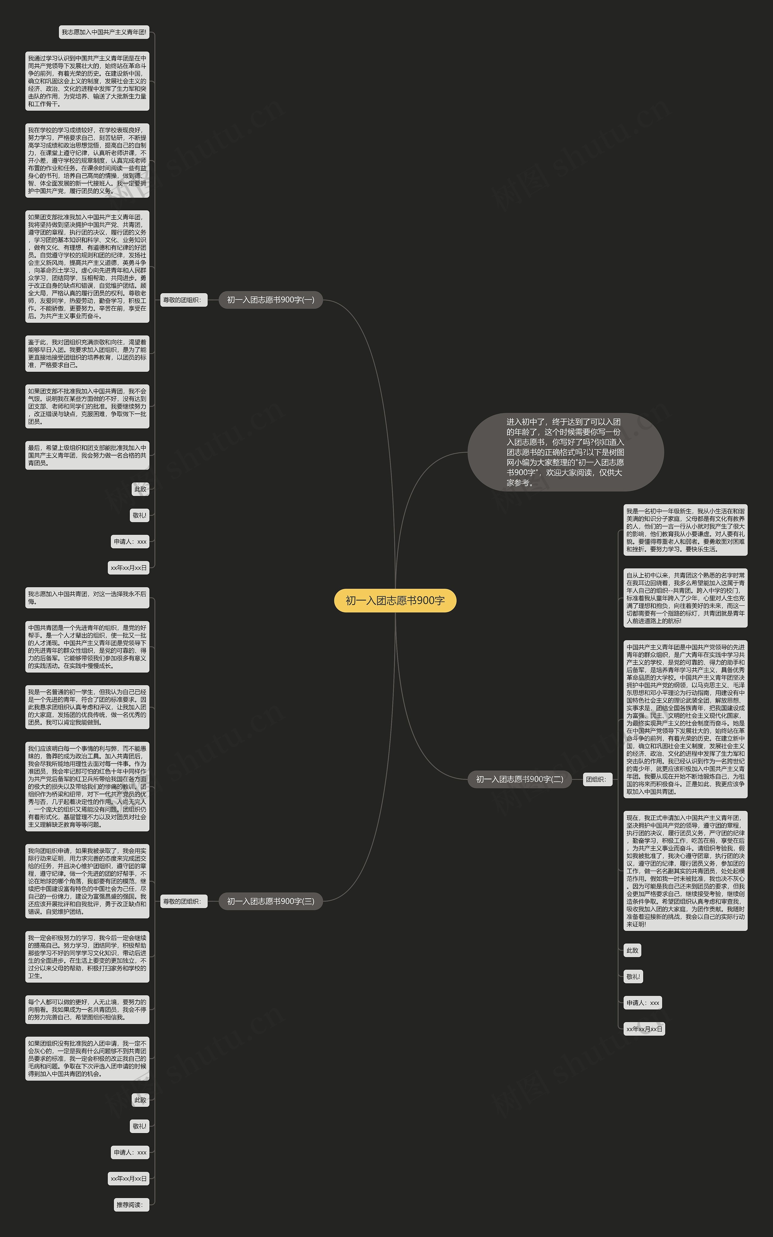 初一入团志愿书900字思维导图