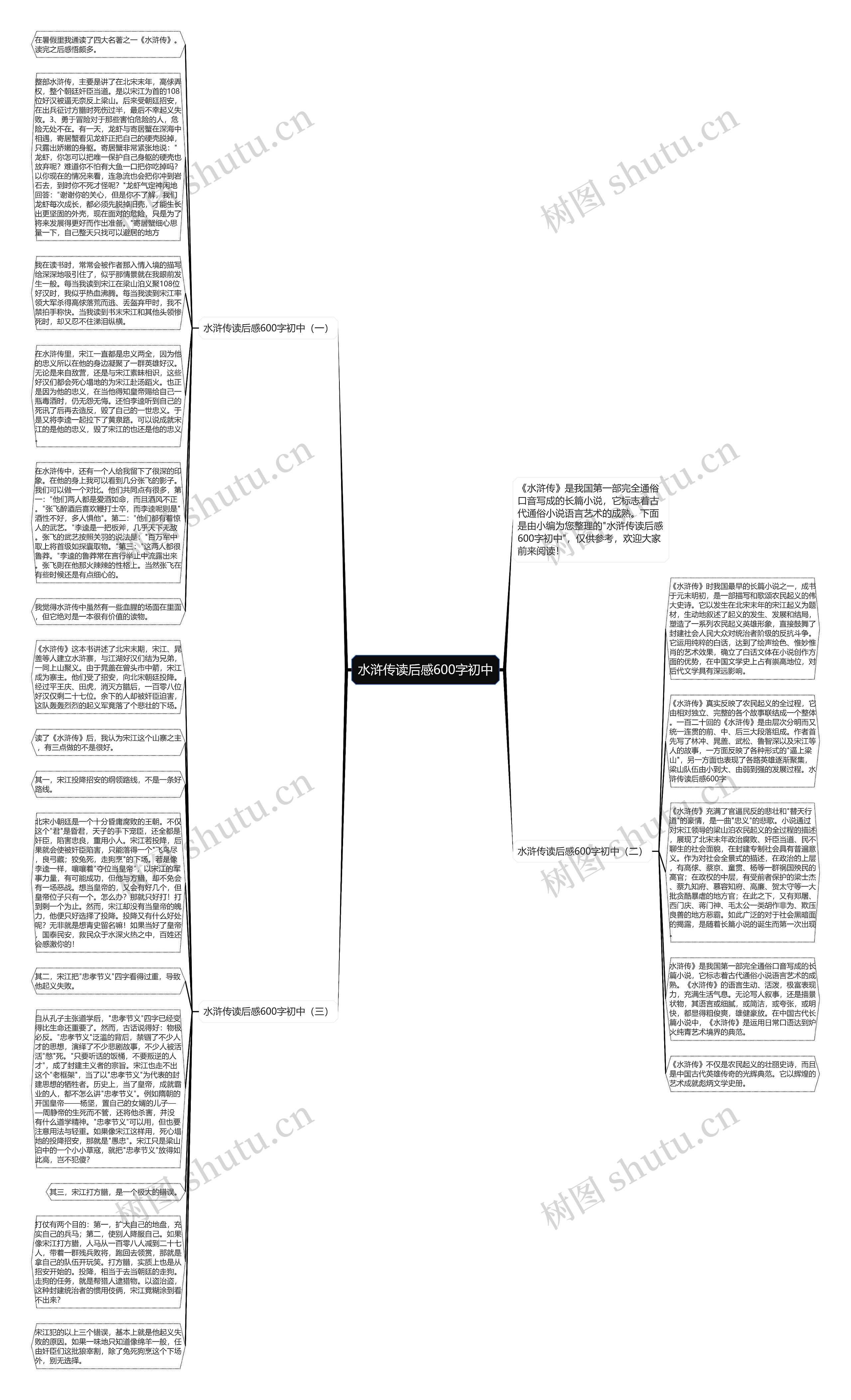 水浒传读后感600字初中思维导图