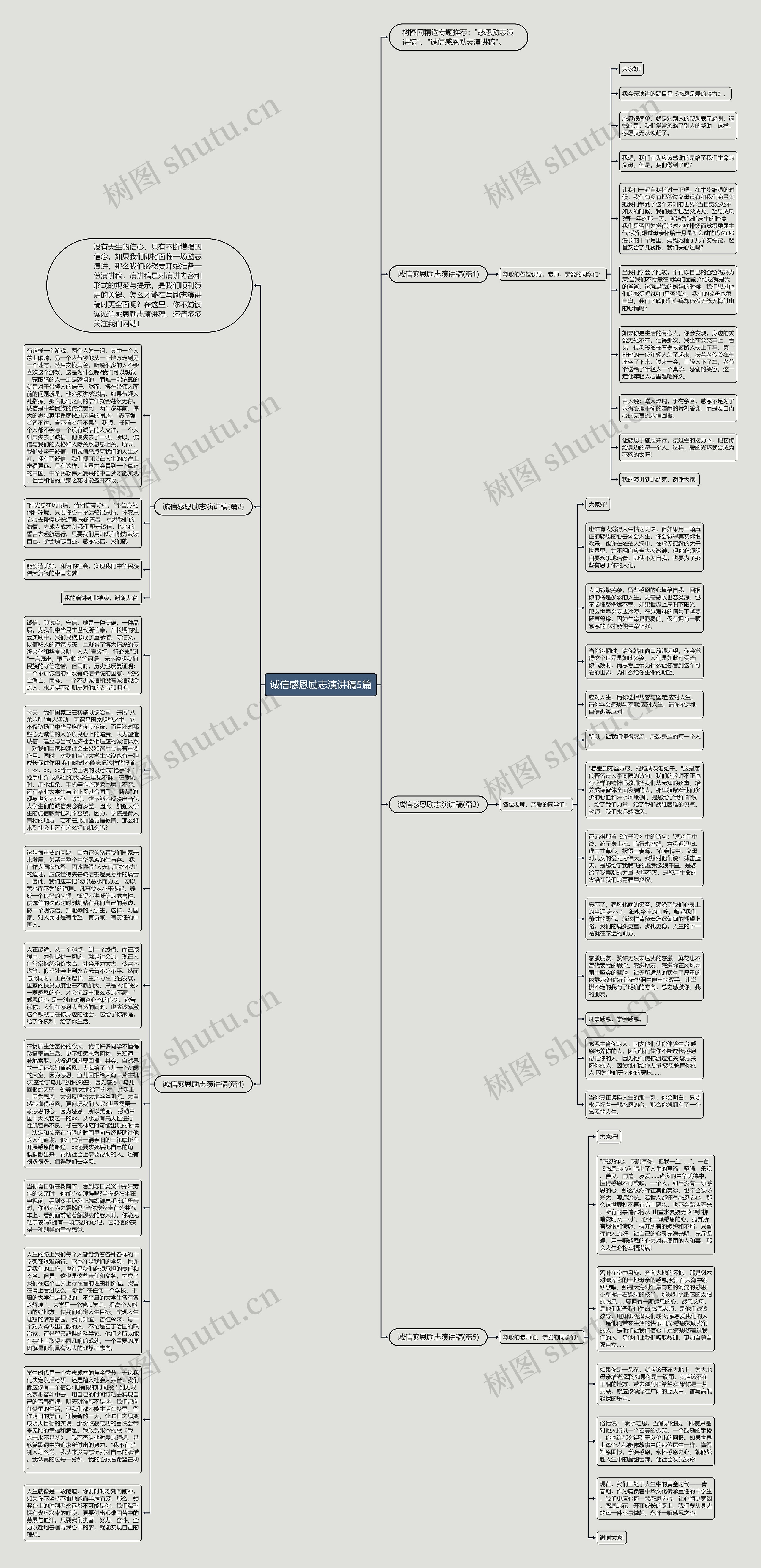 诚信感恩励志演讲稿5篇思维导图