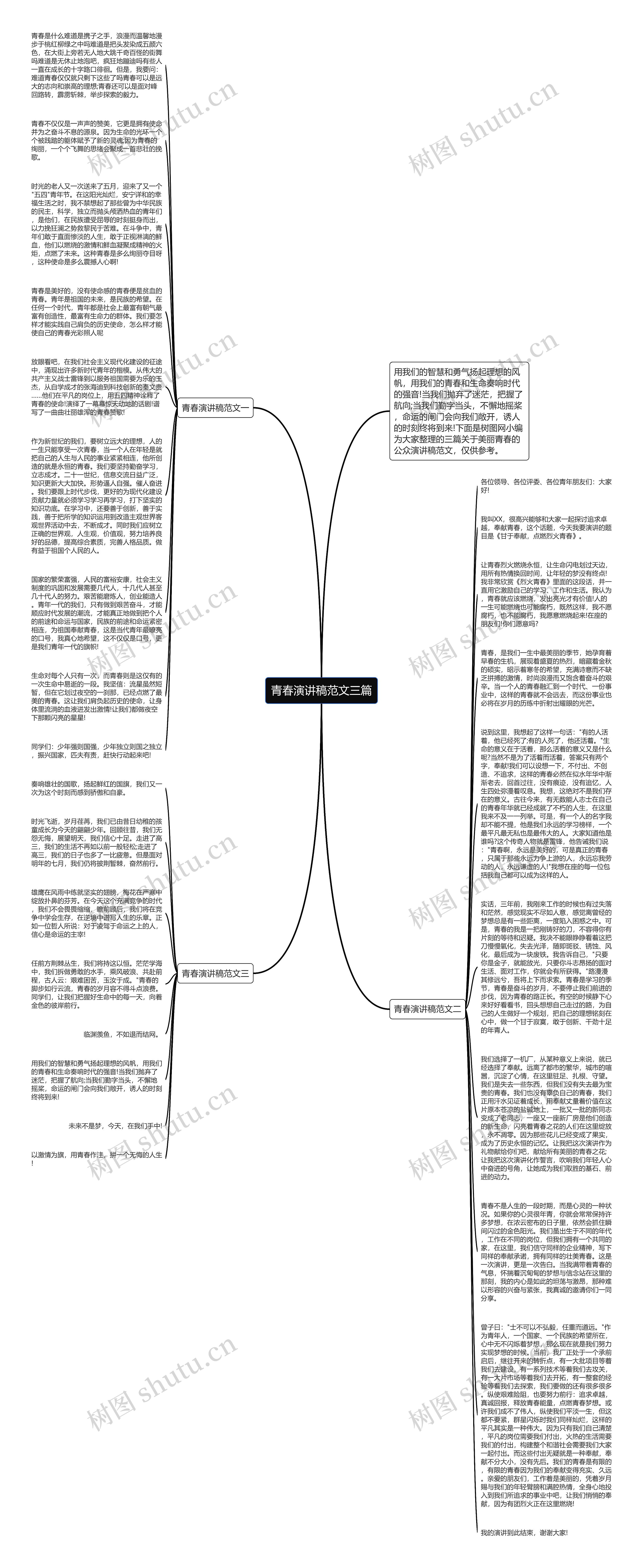 青春演讲稿范文三篇思维导图
