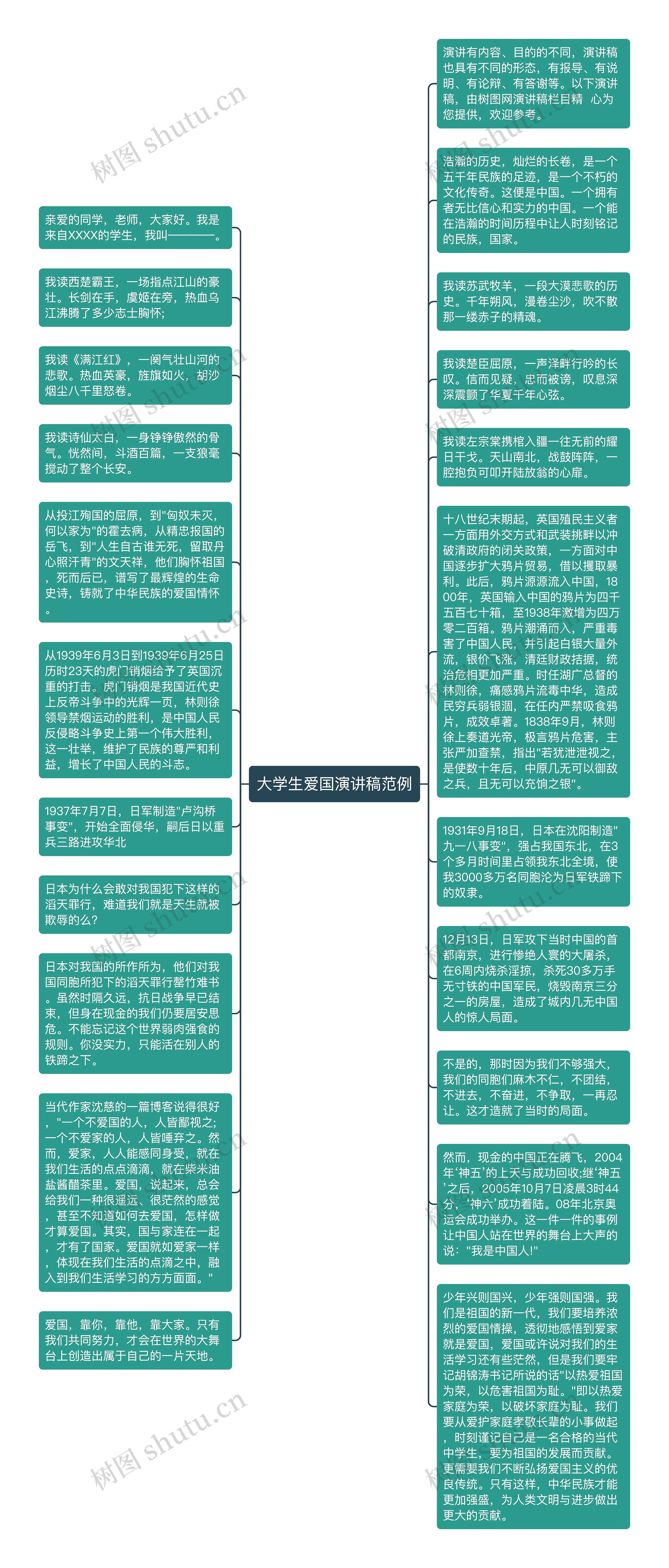 大学生爱国演讲稿范例思维导图