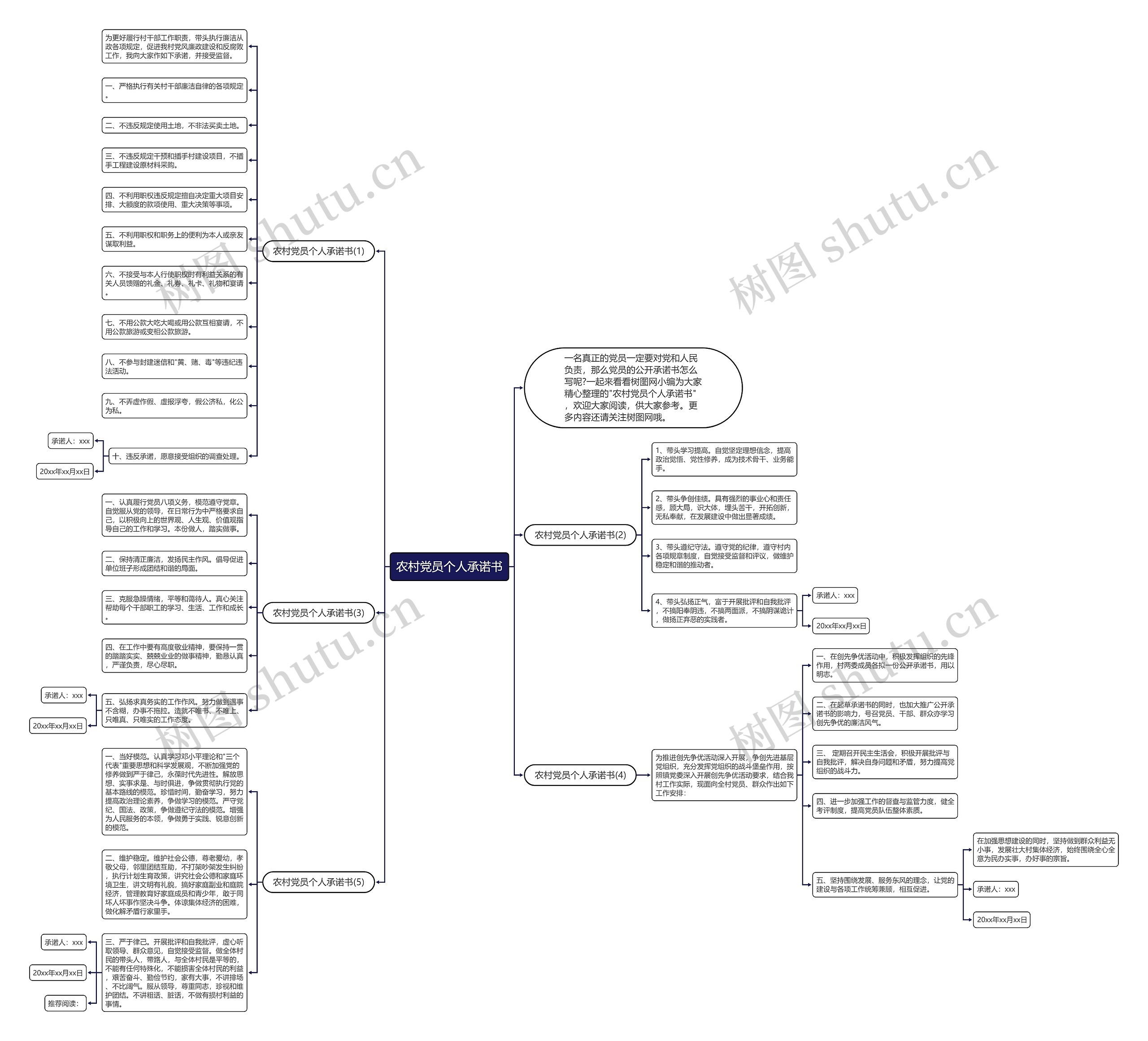 农村党员个人承诺书思维导图