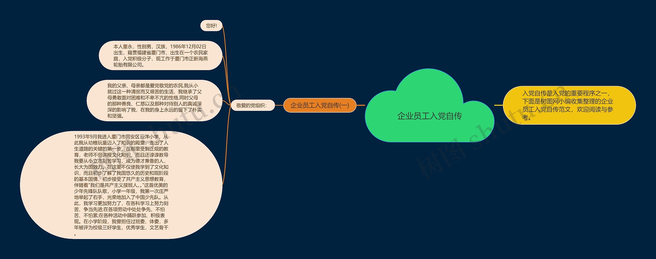 企业员工入党自传思维导图