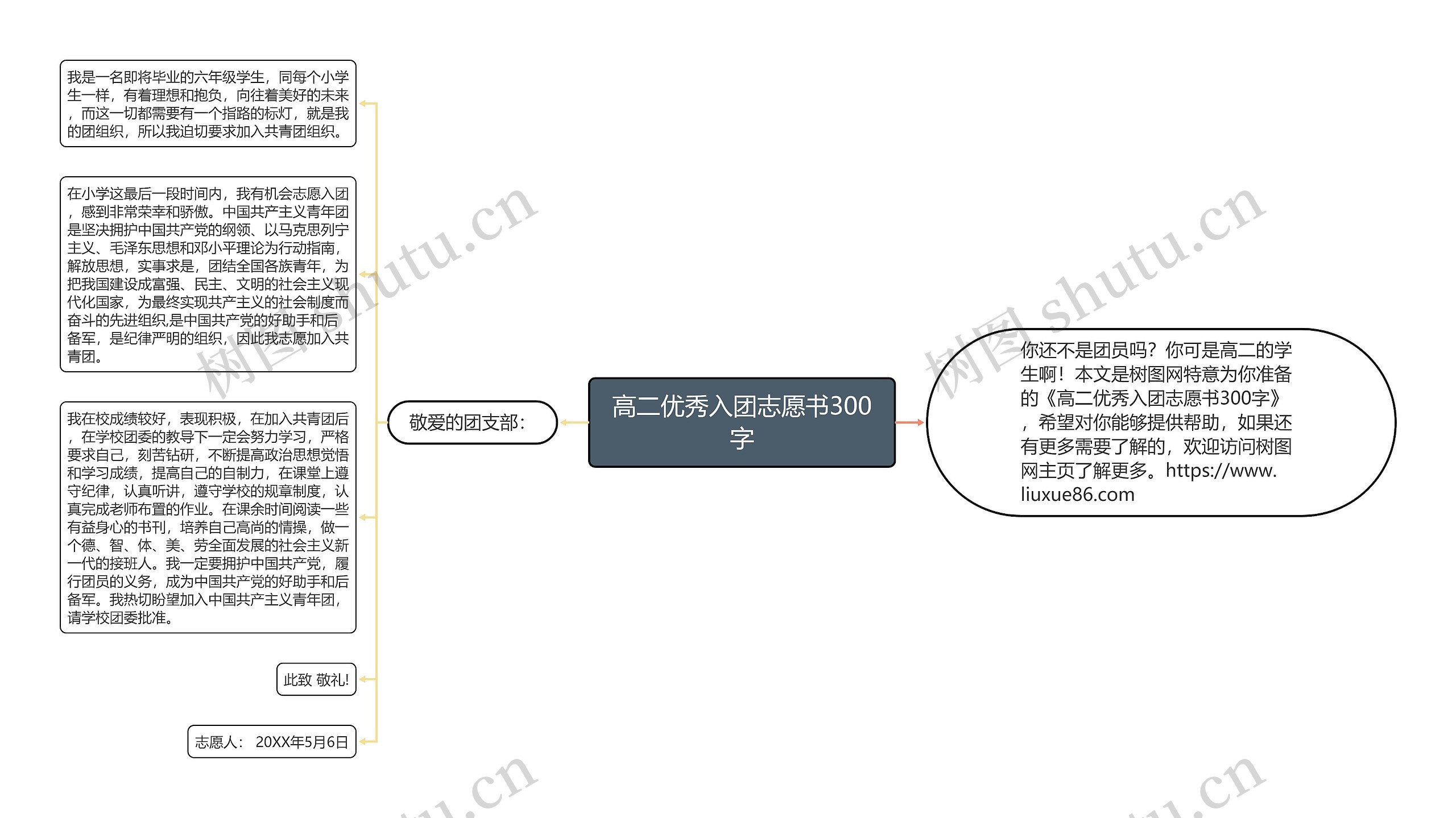 高二优秀入团志愿书300字思维导图