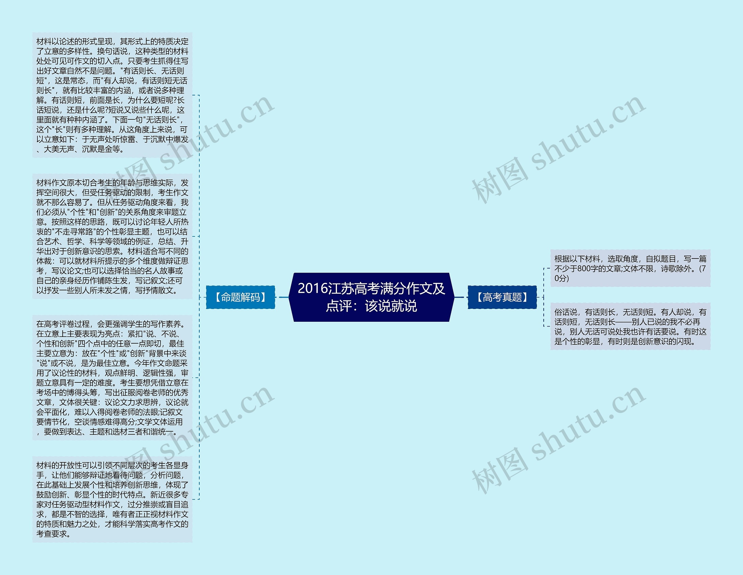 2016江苏高考满分作文及点评：该说就说思维导图