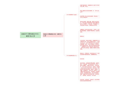  安徽2013高考满分作文：朝阳˙流水˙梦