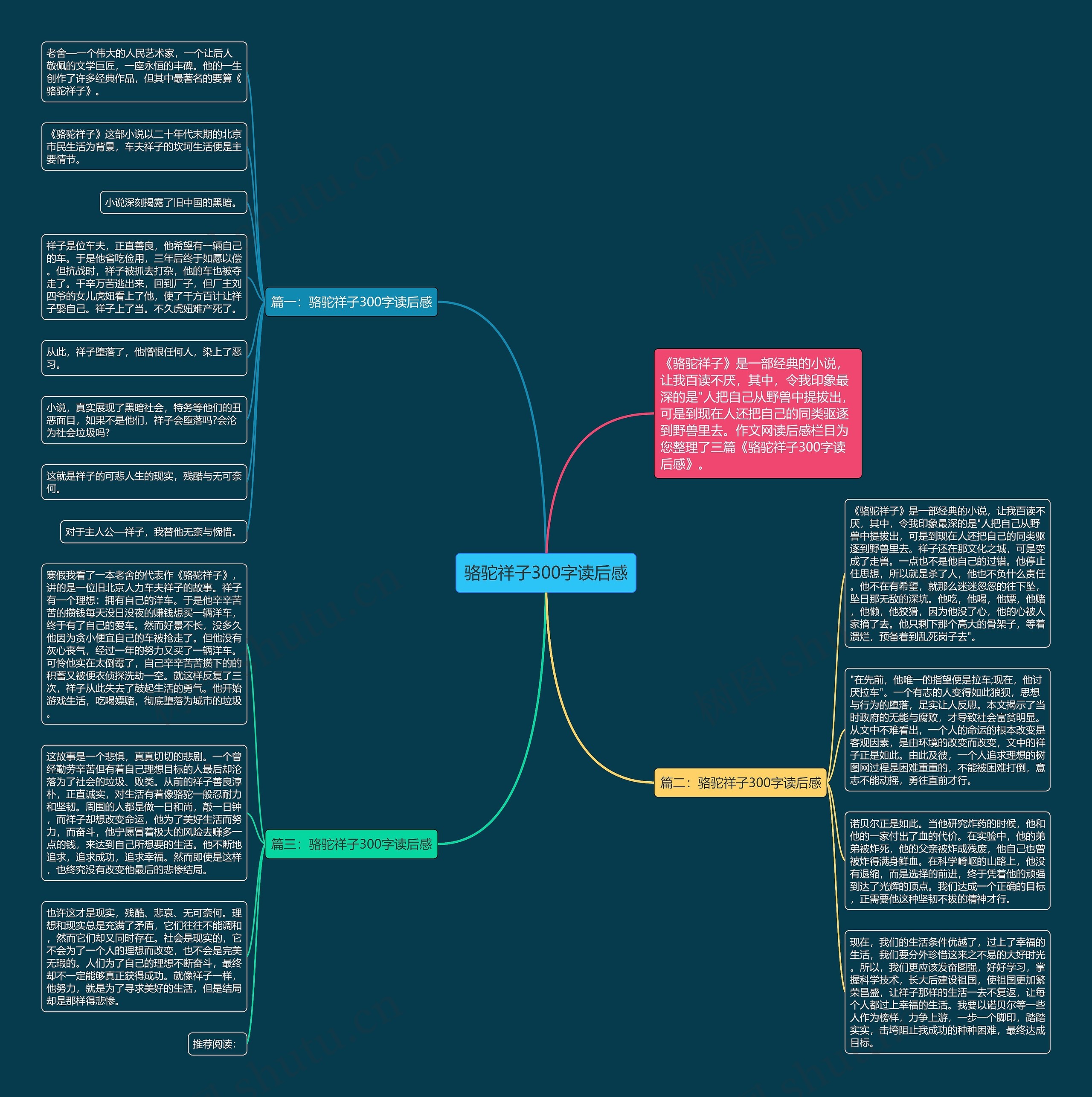 骆驼祥子300字读后感思维导图