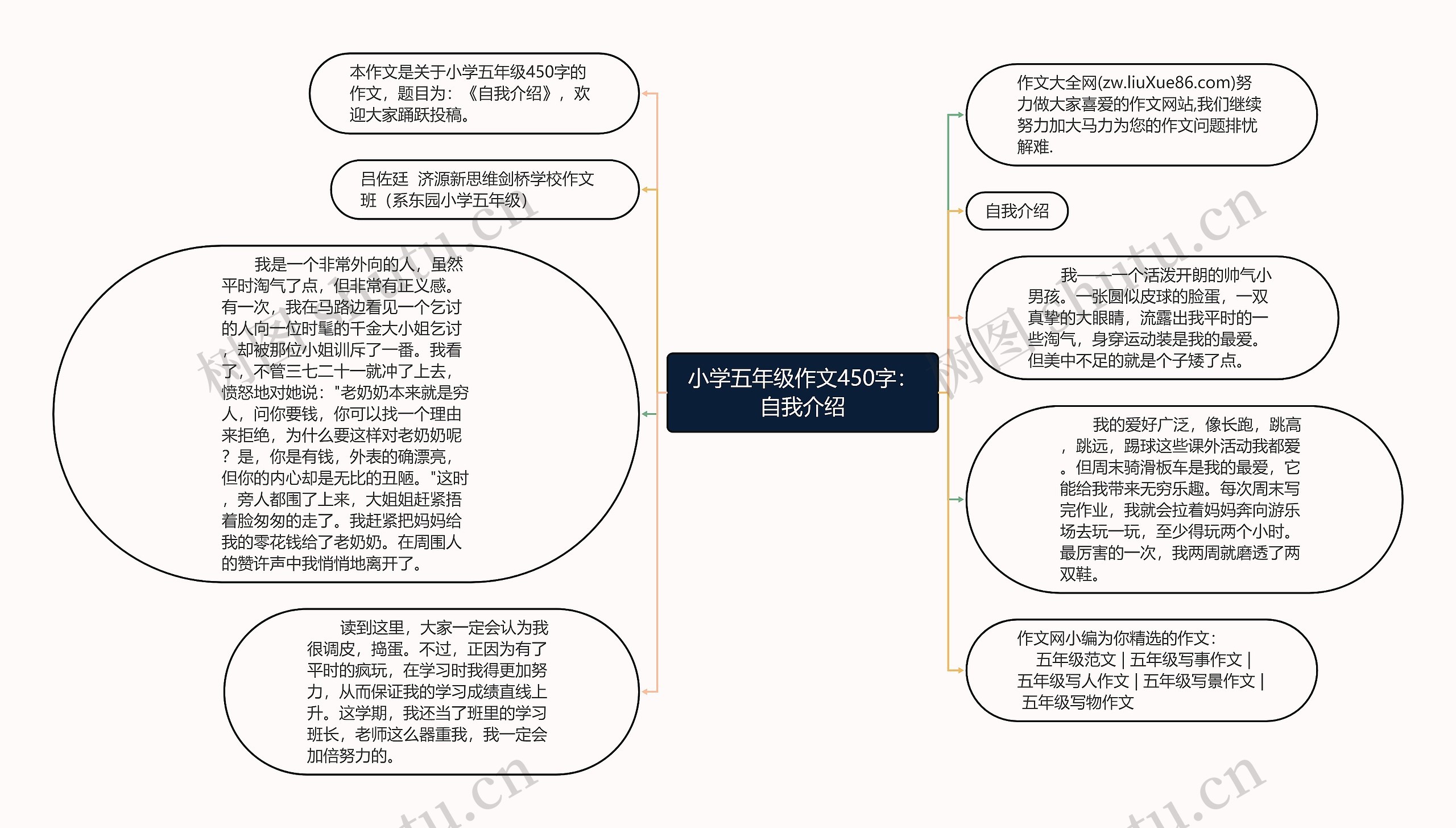 小学五年级作文450字：自我介绍思维导图