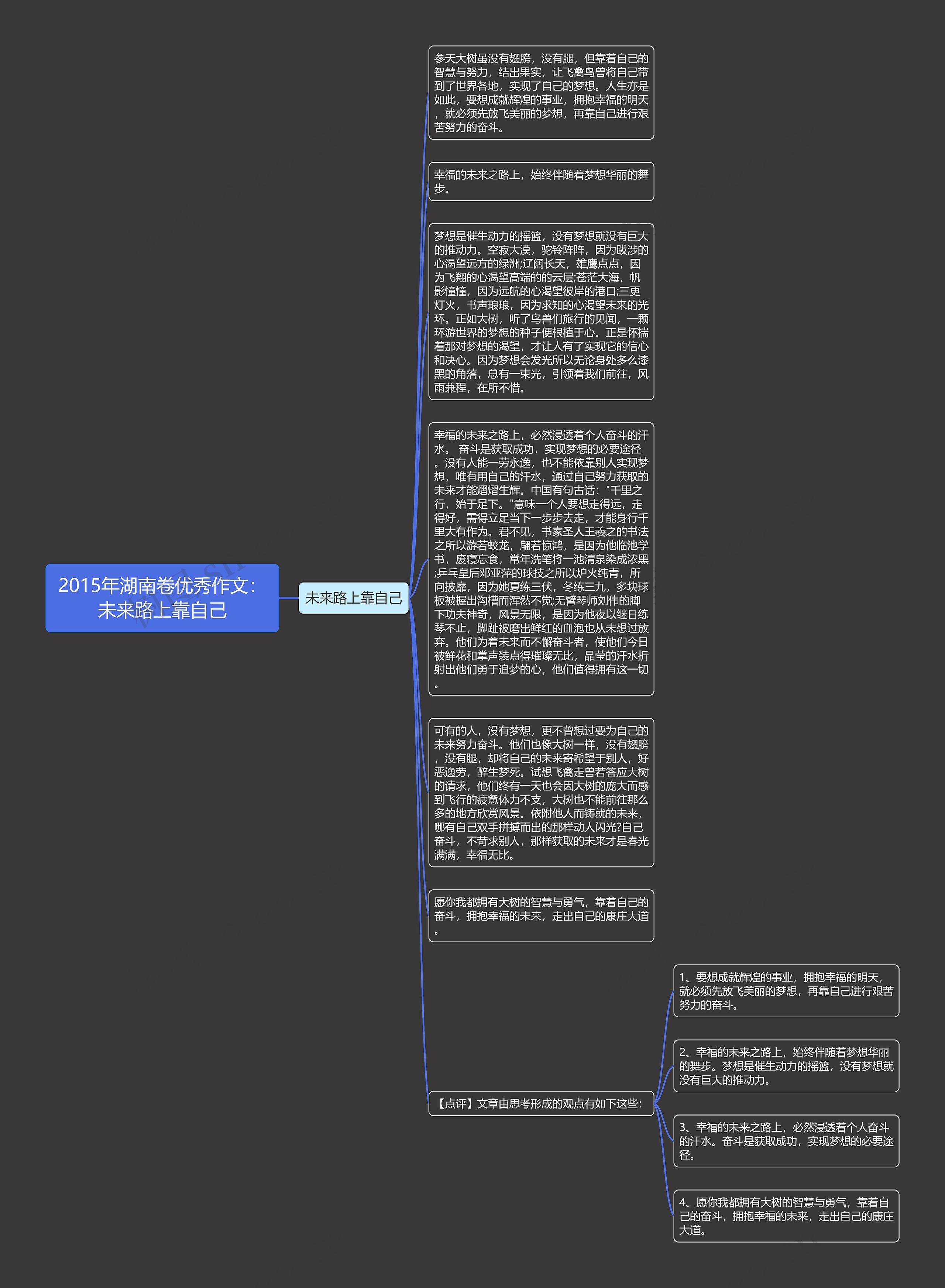 2015年湖南卷优秀作文：未来路上靠自己思维导图