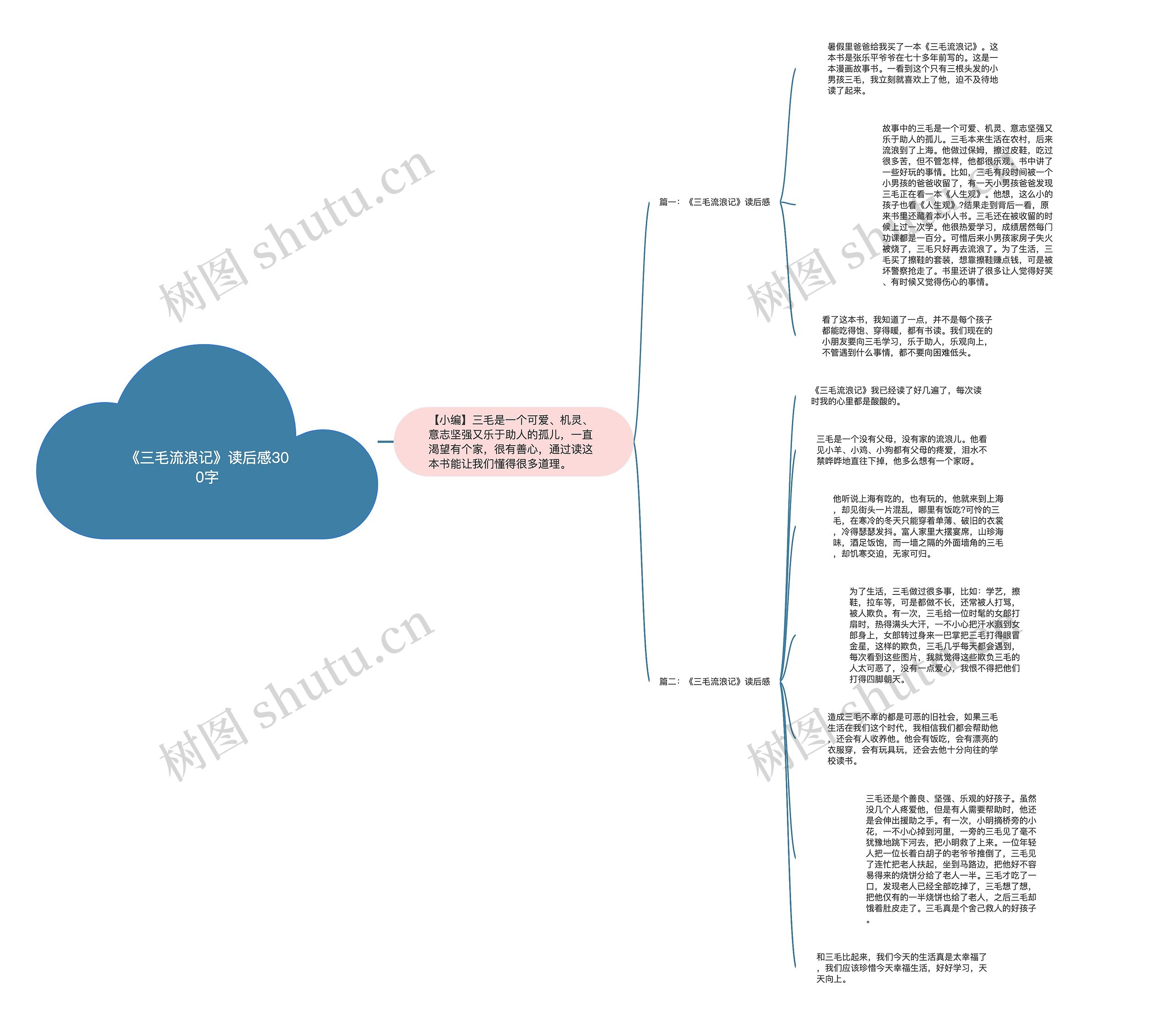 《三毛流浪记》读后感300字思维导图