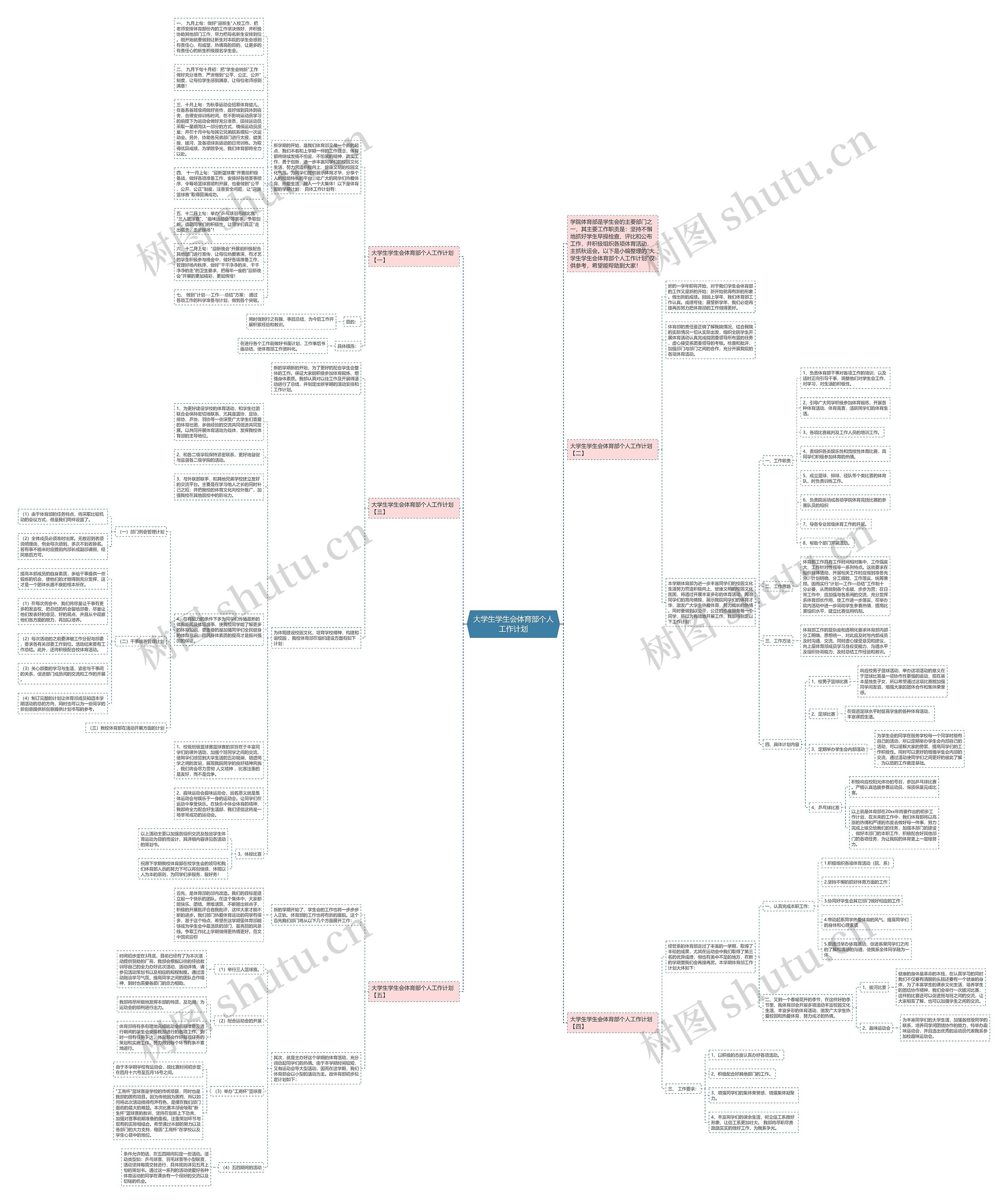 大学生学生会体育部个人工作计划思维导图