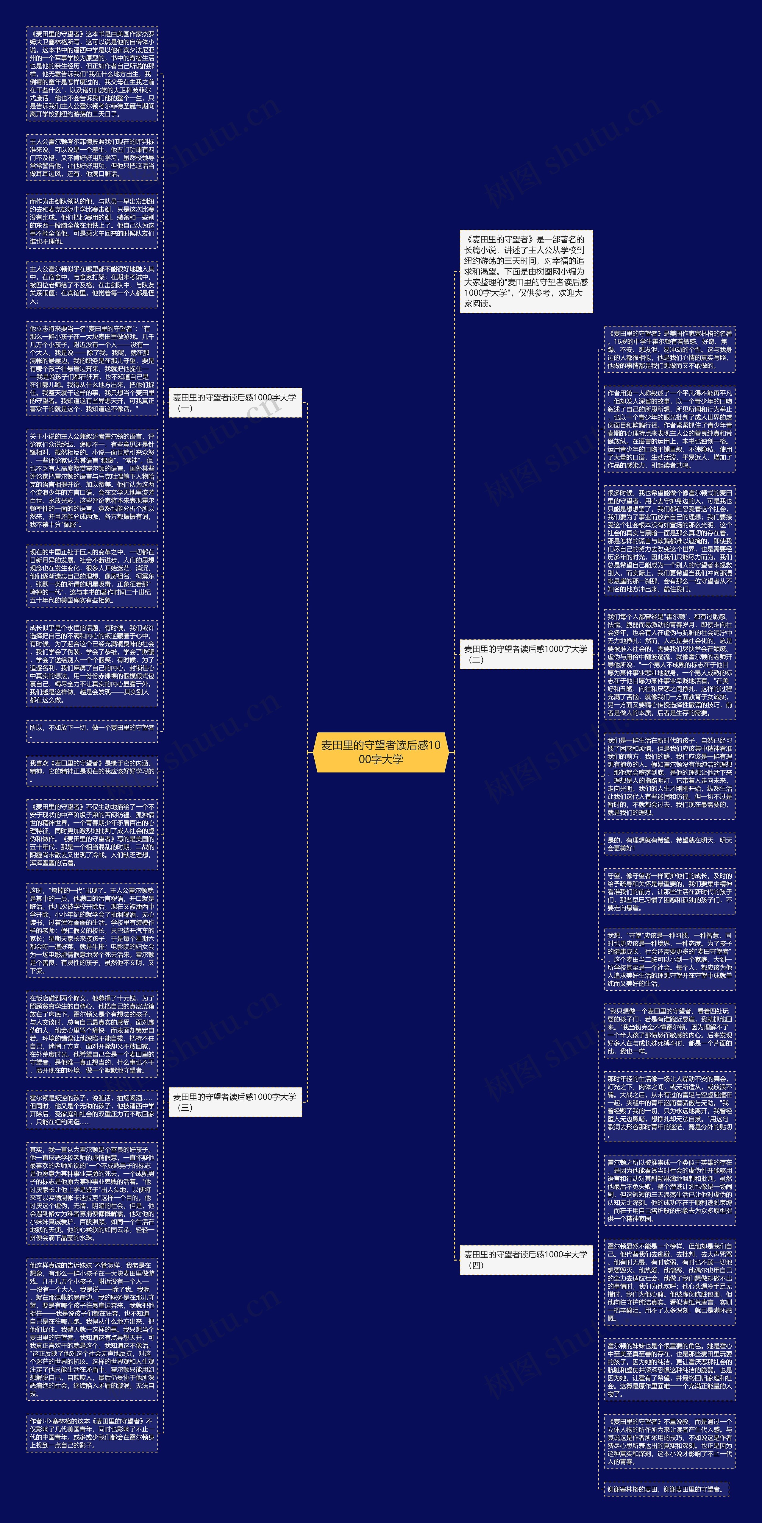 麦田里的守望者读后感1000字大学思维导图