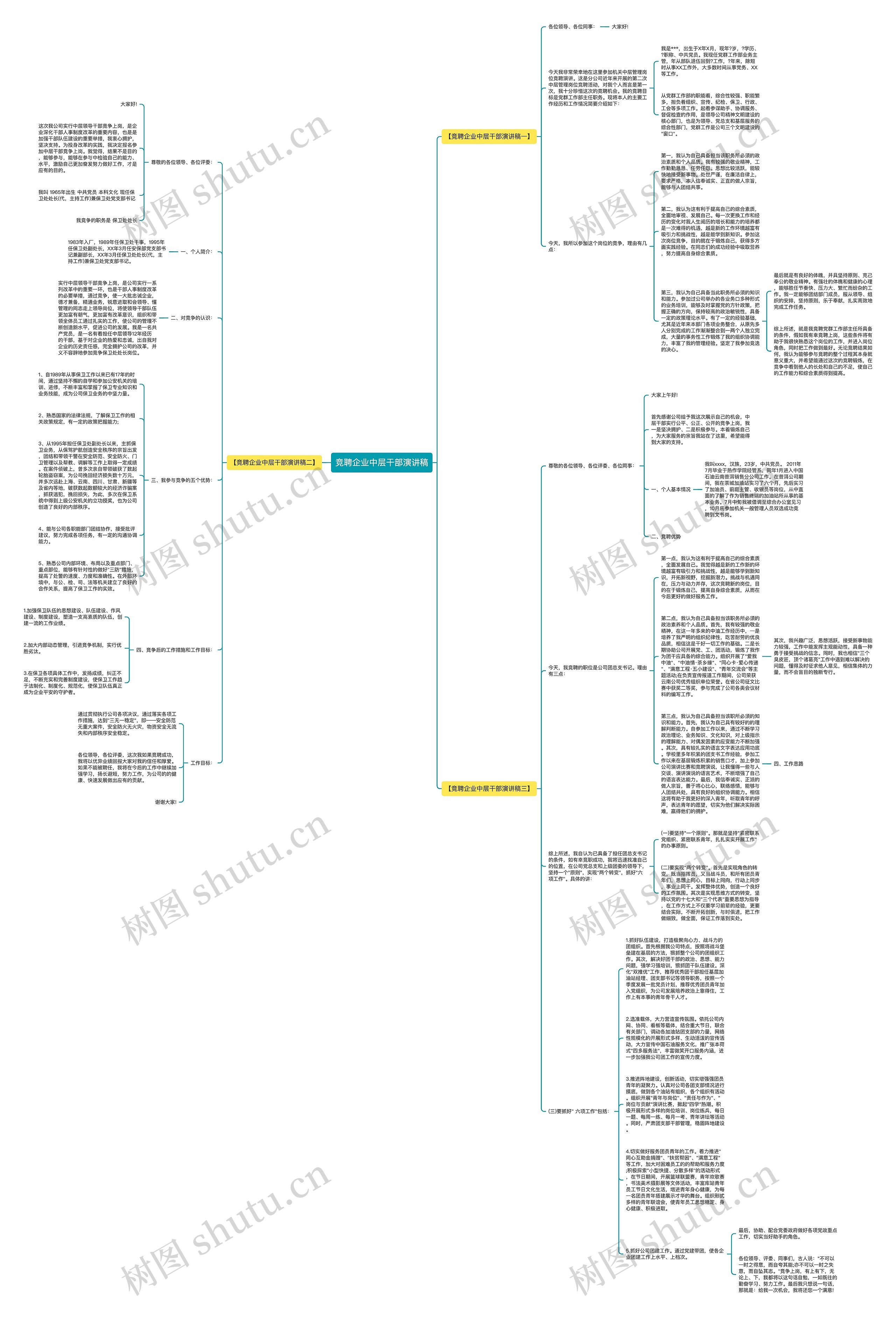 竞聘企业中层干部演讲稿思维导图