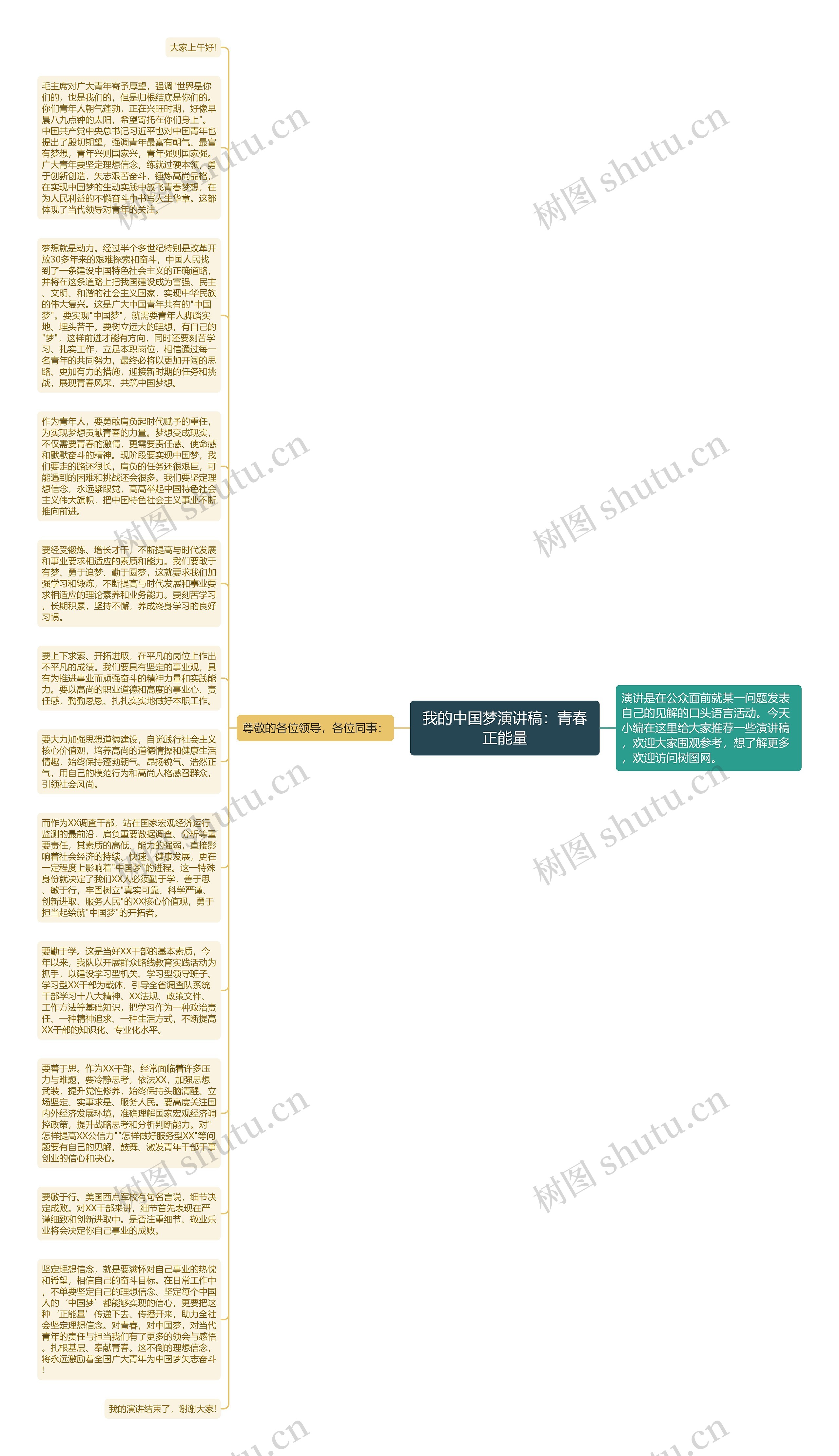 我的中国梦演讲稿：青春正能量思维导图