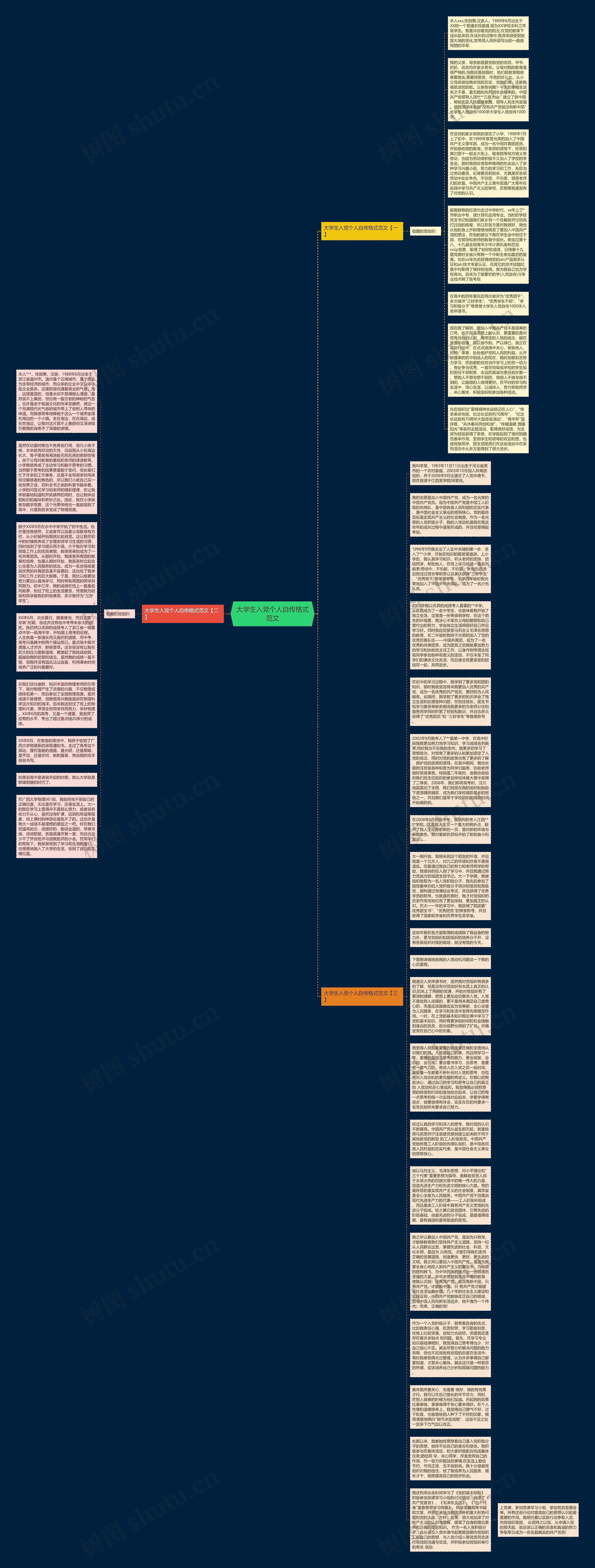大学生入党个人自传格式范文思维导图