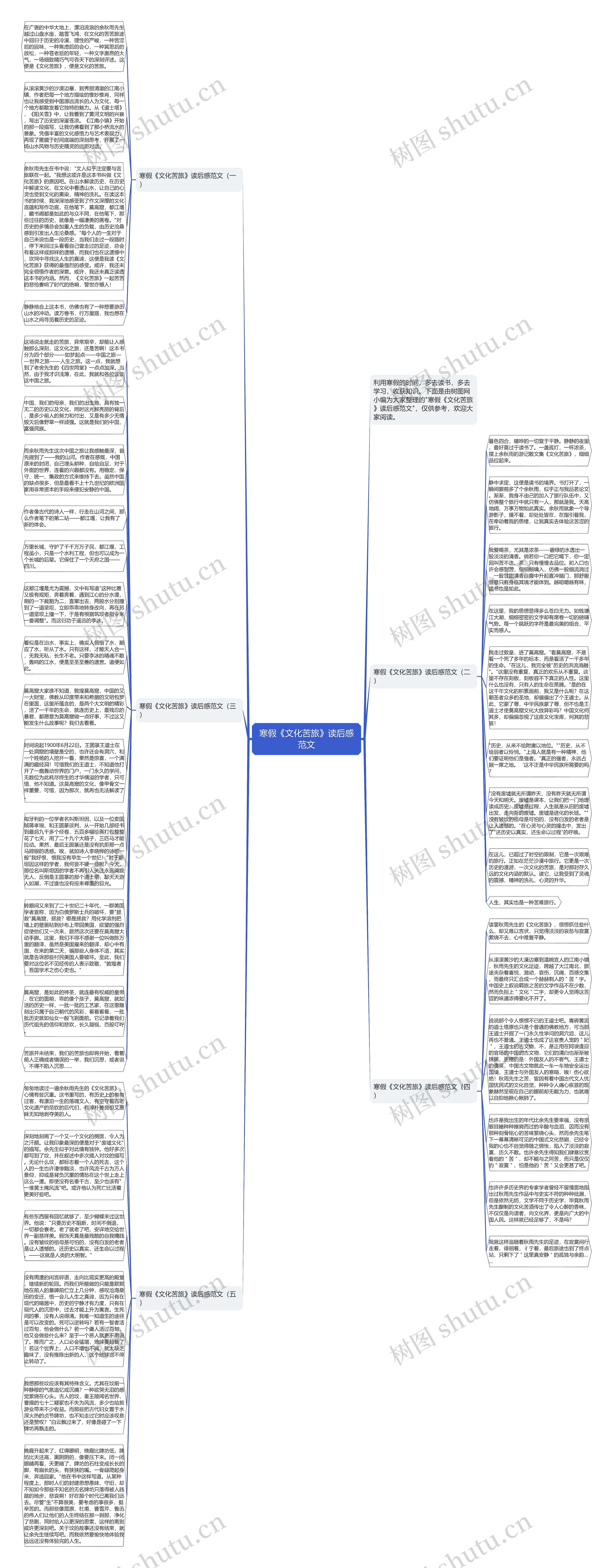寒假《文化苦旅》读后感范文思维导图