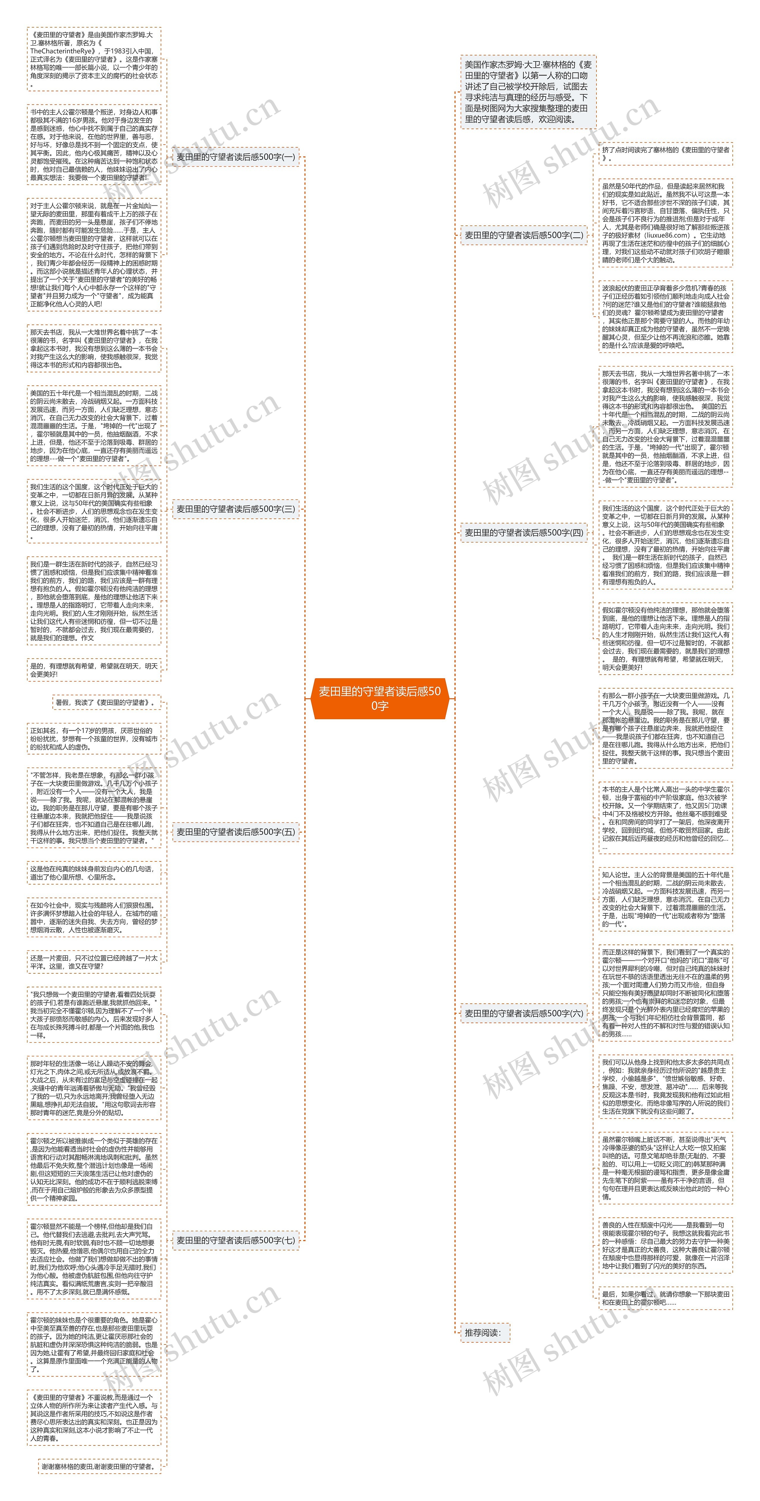 麦田里的守望者读后感500字思维导图