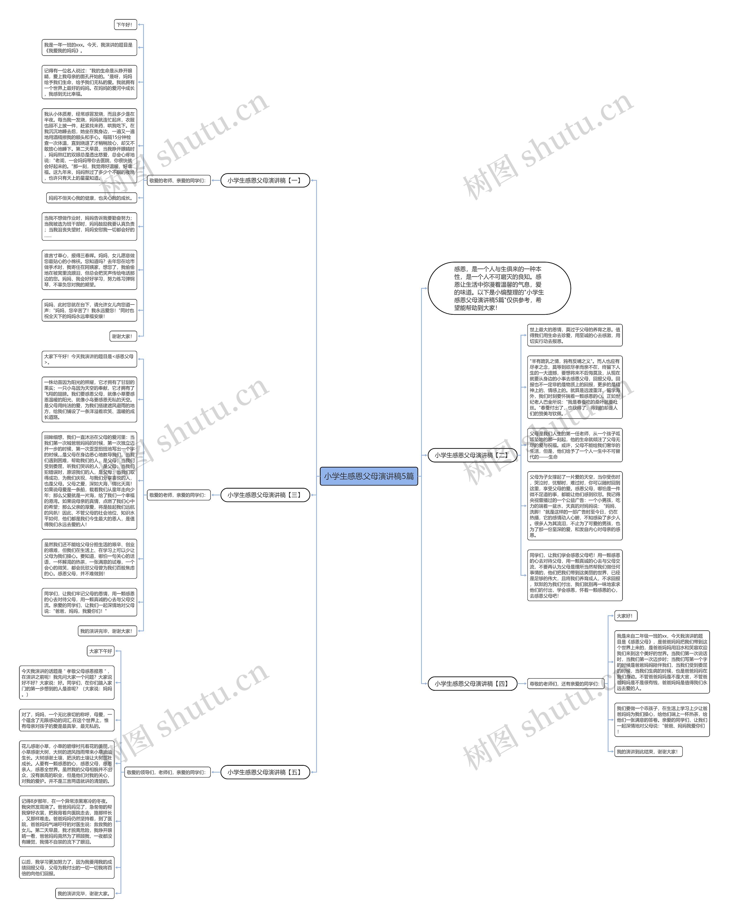 小学生感恩父母演讲稿5篇思维导图