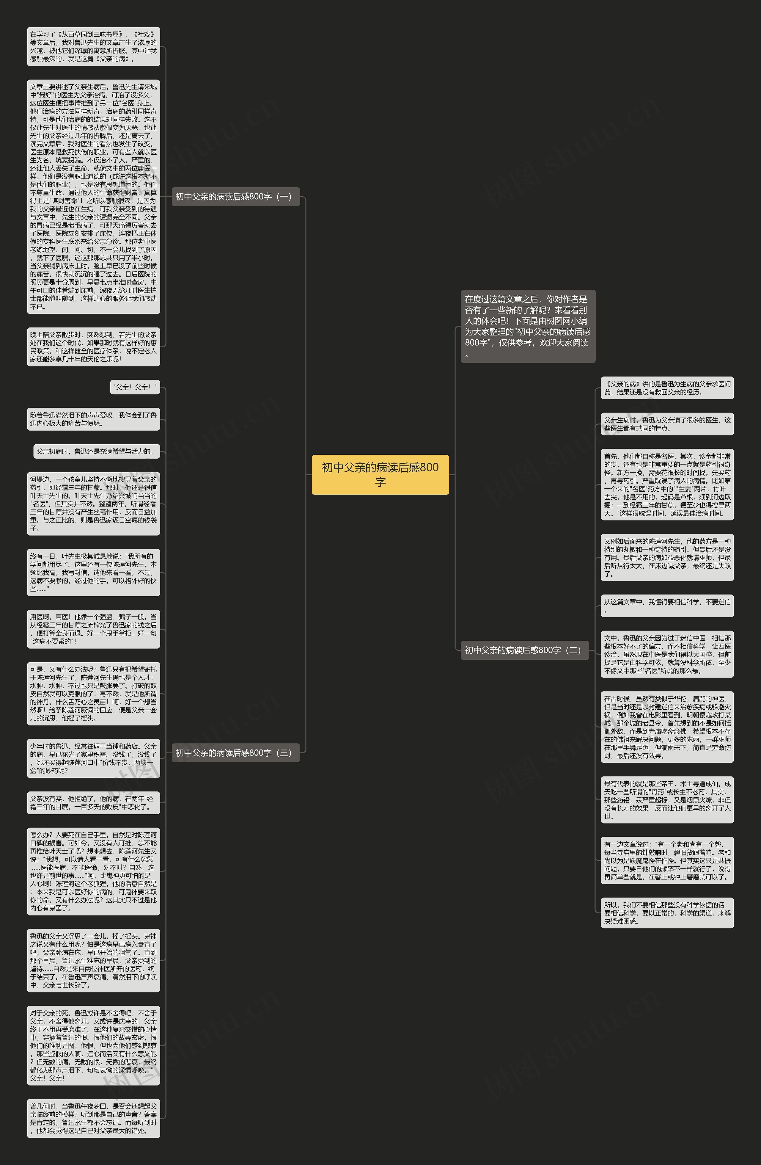 初中父亲的病读后感800字思维导图