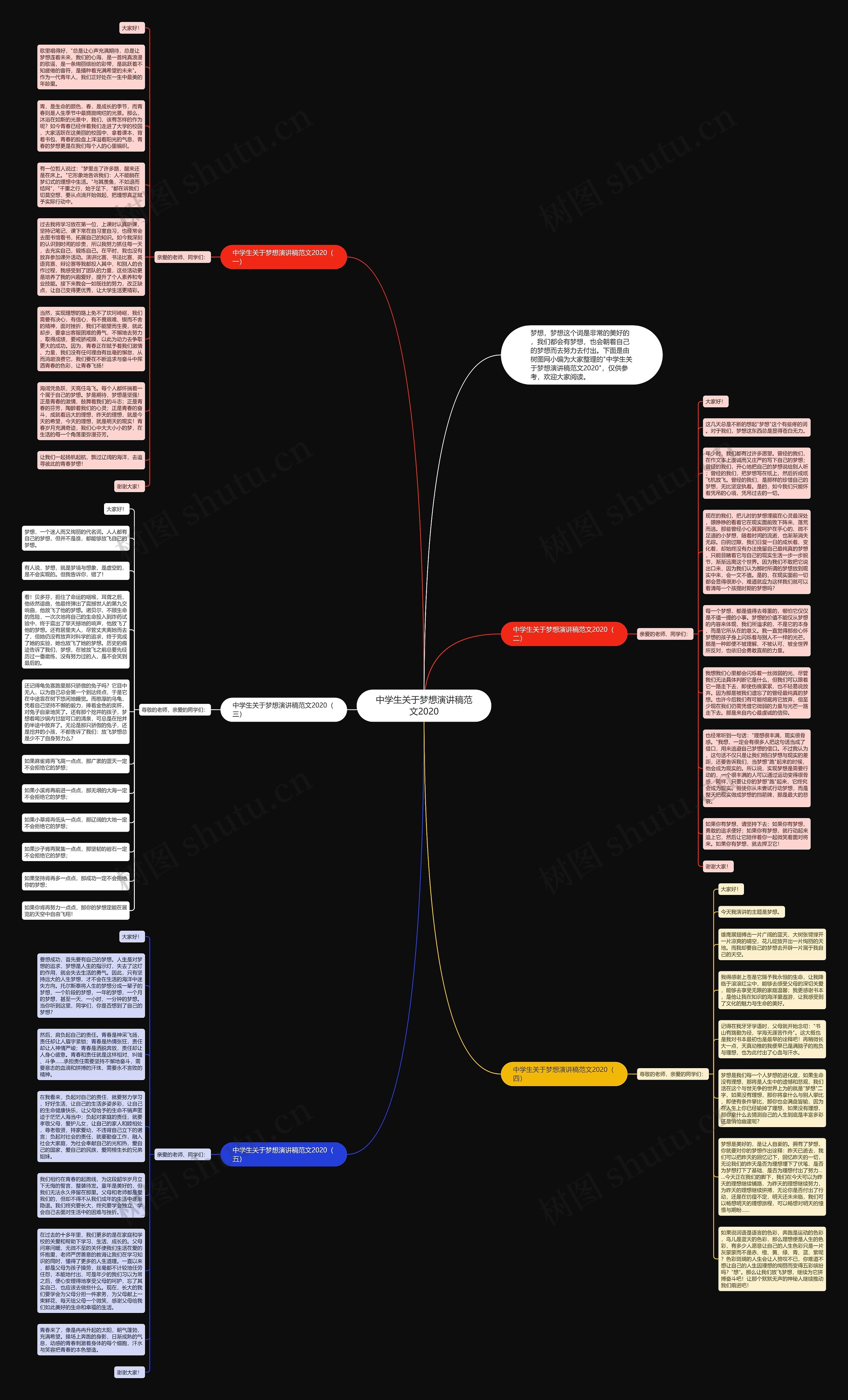 中学生关于梦想演讲稿范文2020思维导图