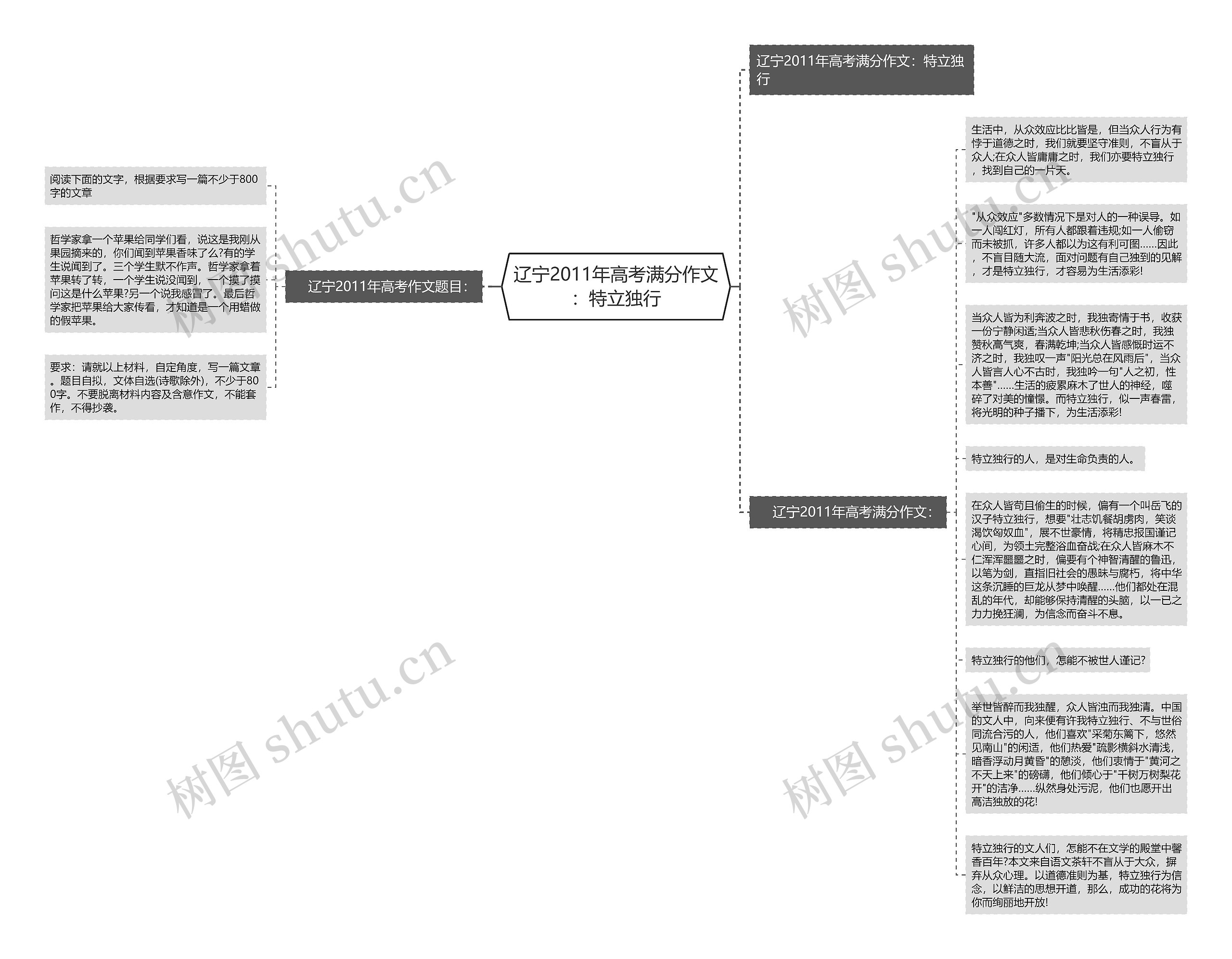 辽宁2011年高考满分作文：特立独行思维导图