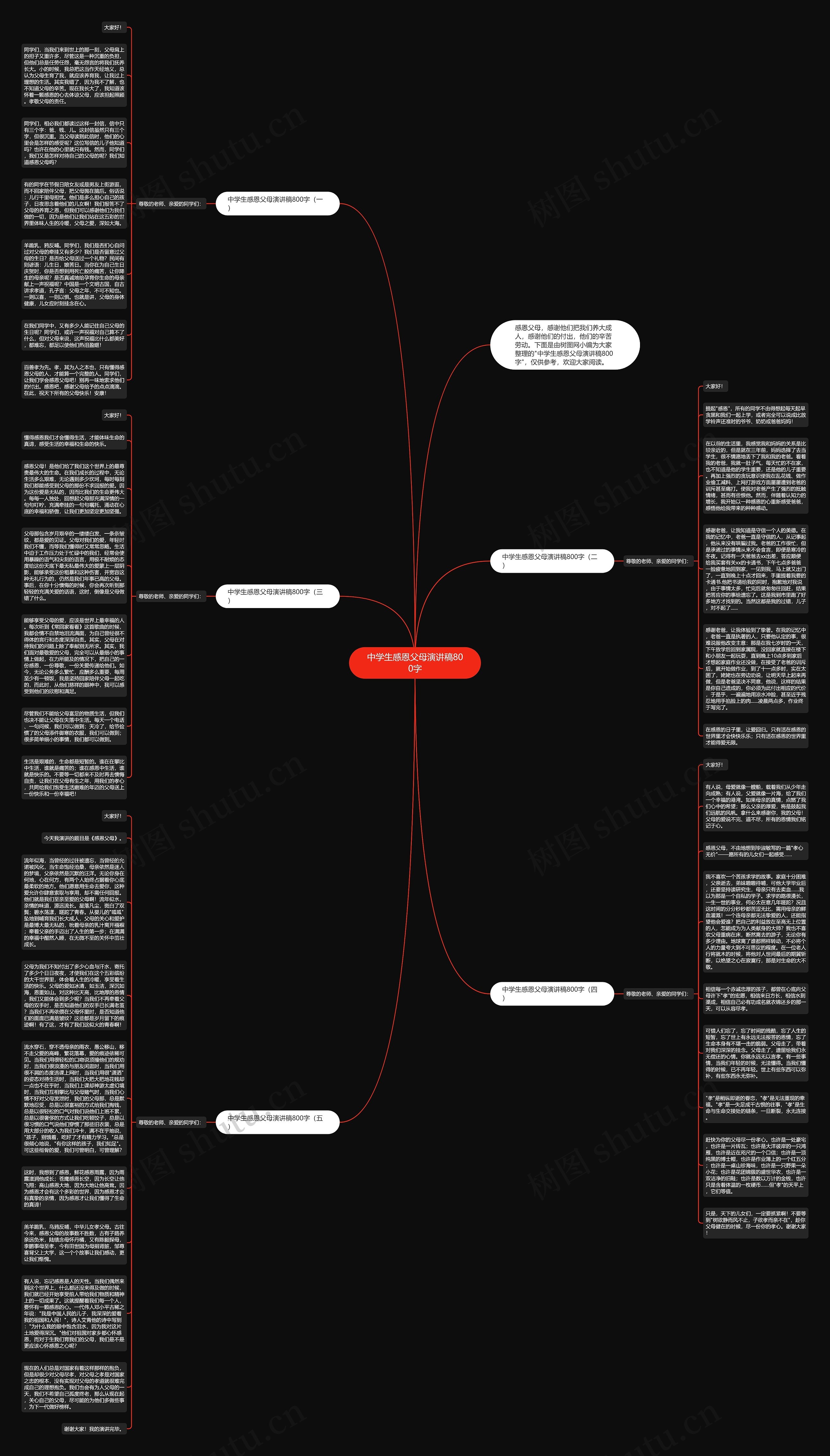 中学生感恩父母演讲稿800字思维导图