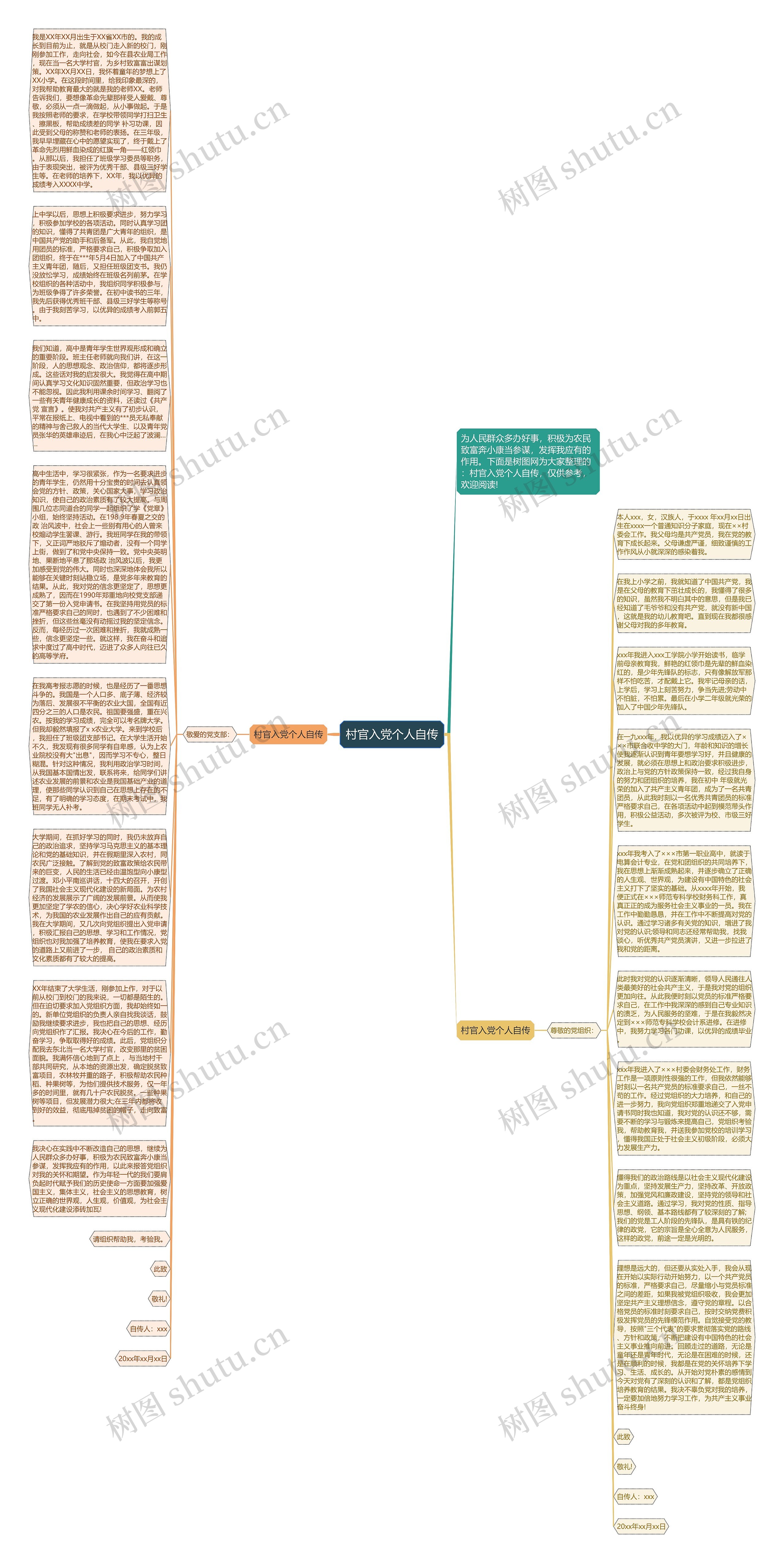 村官入党个人自传思维导图