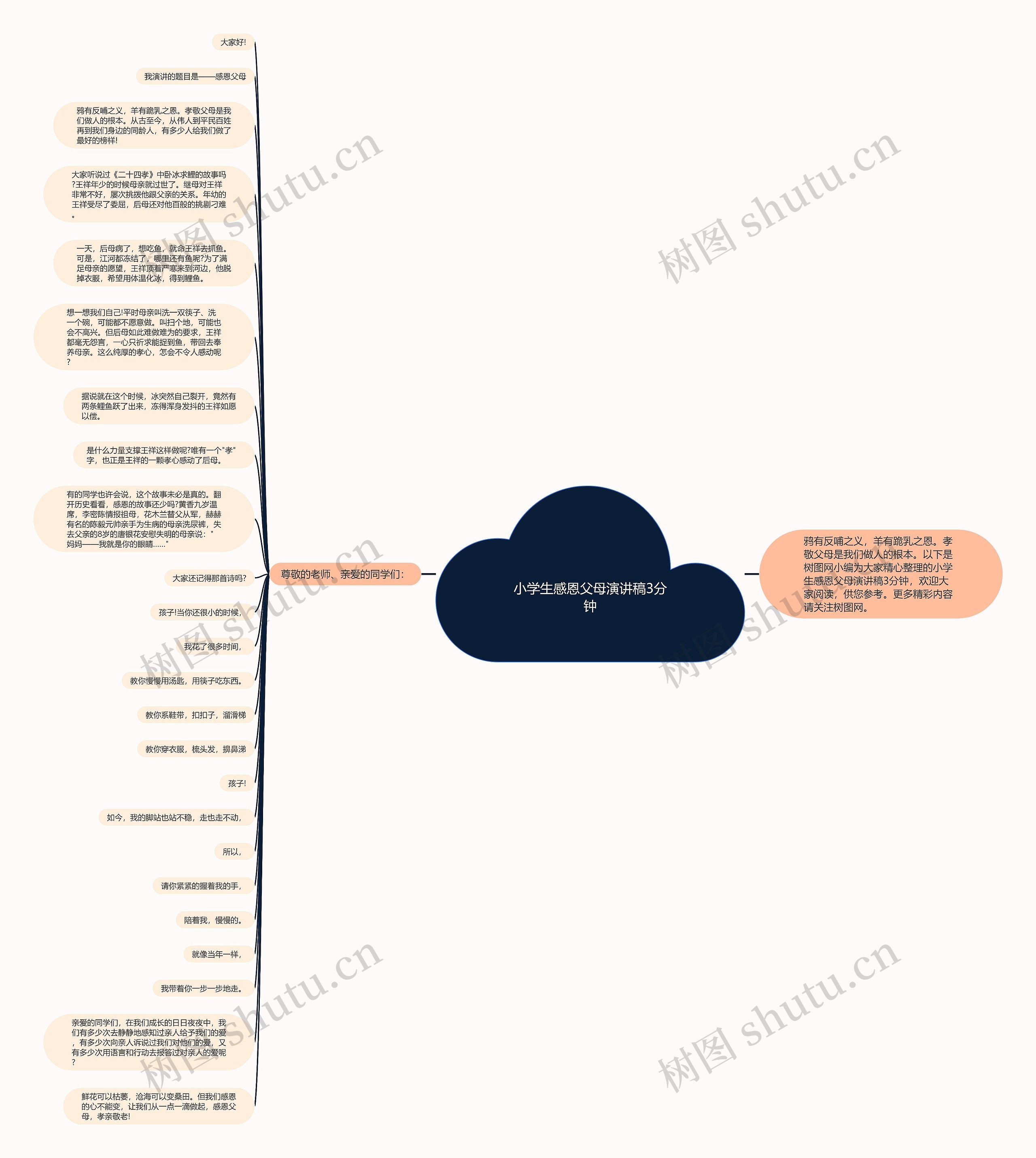 小学生感恩父母演讲稿3分钟思维导图