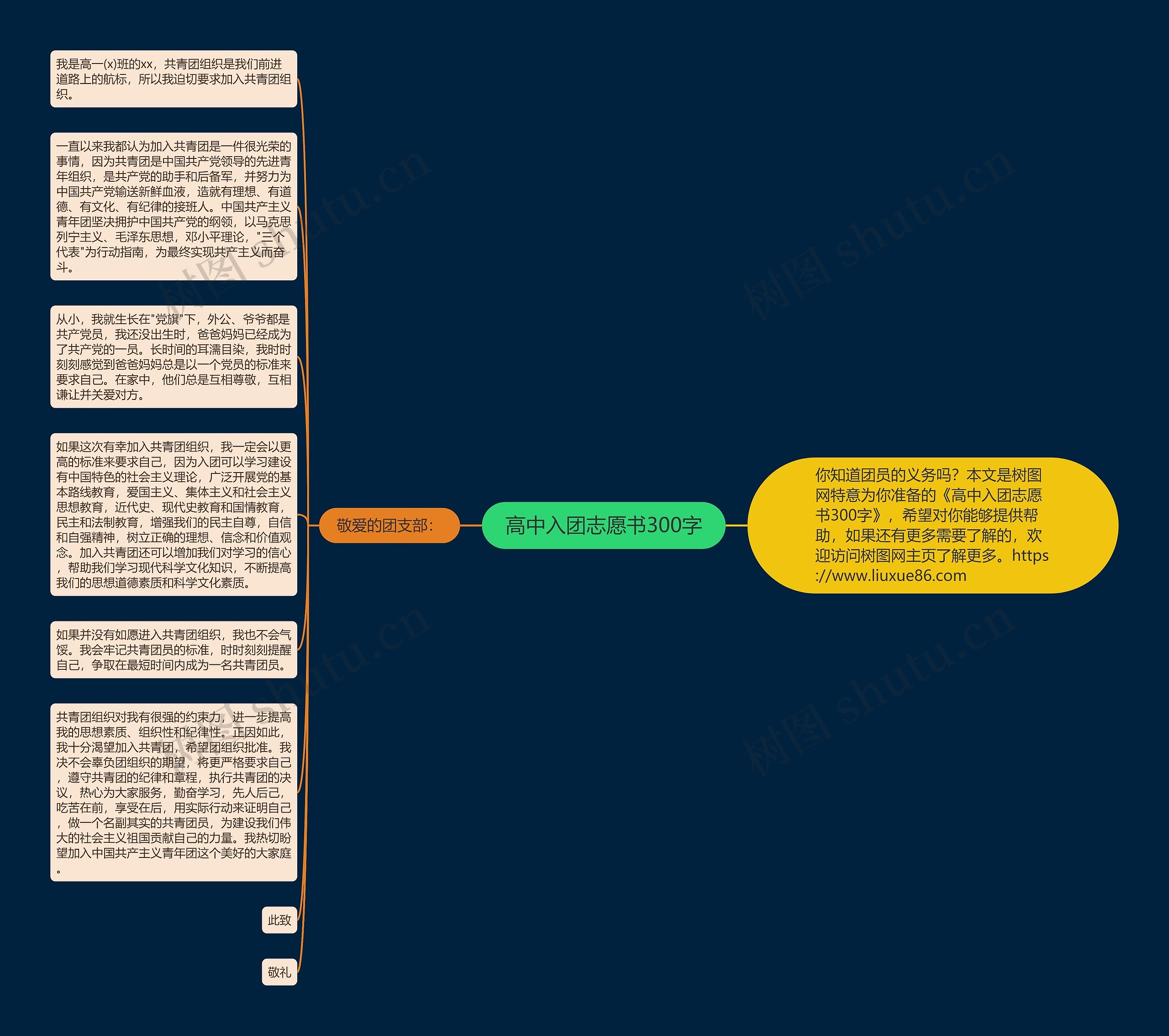 高中入团志愿书300字思维导图