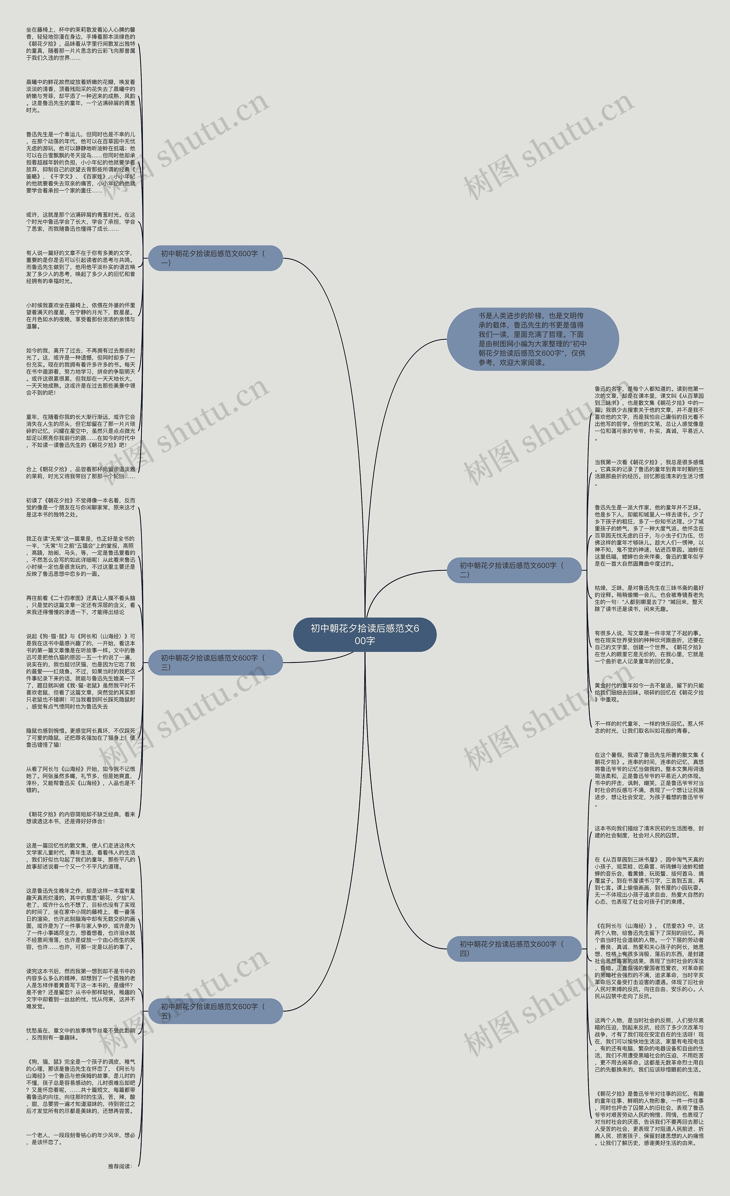 初中朝花夕拾读后感范文600字思维导图