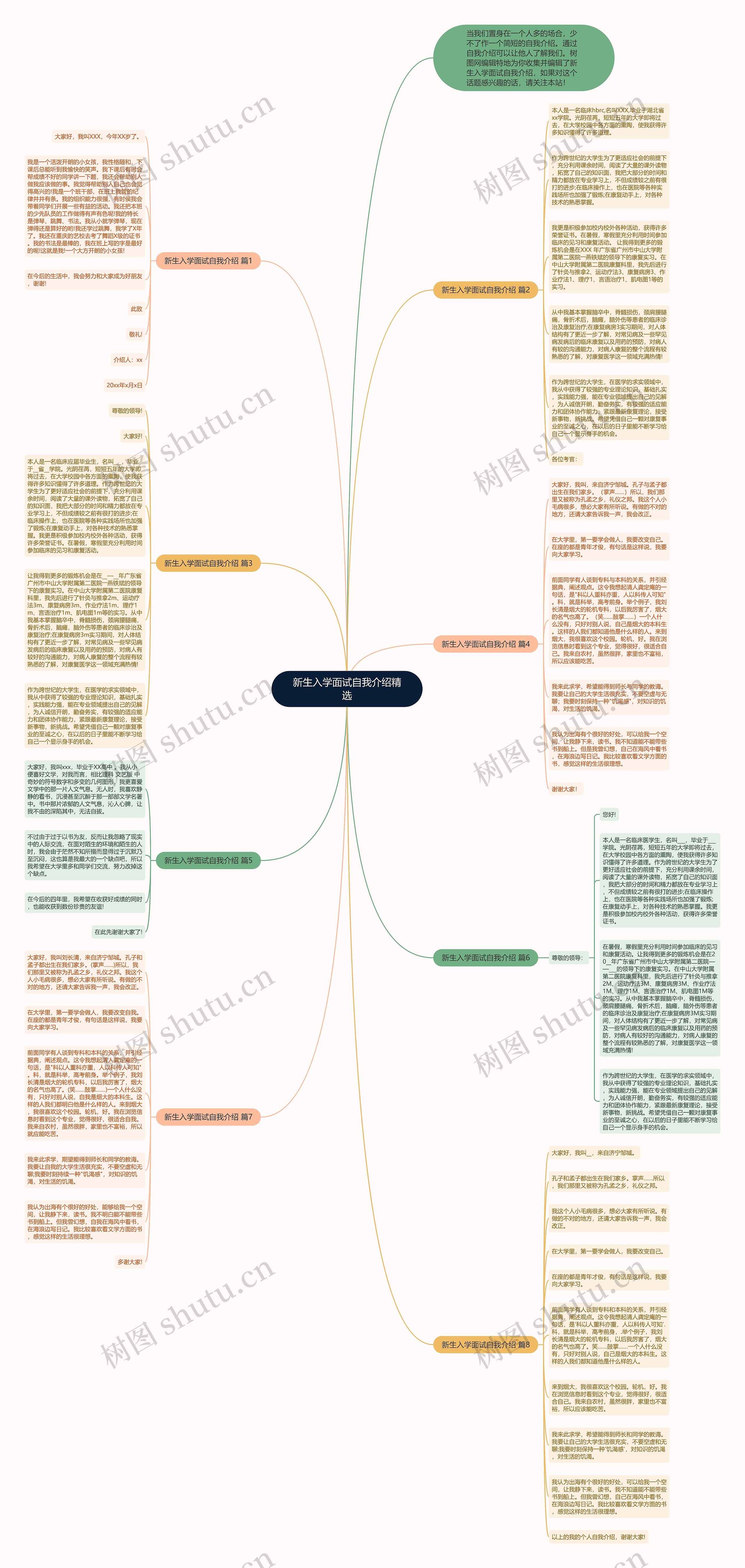 新生入学面试自我介绍精选思维导图